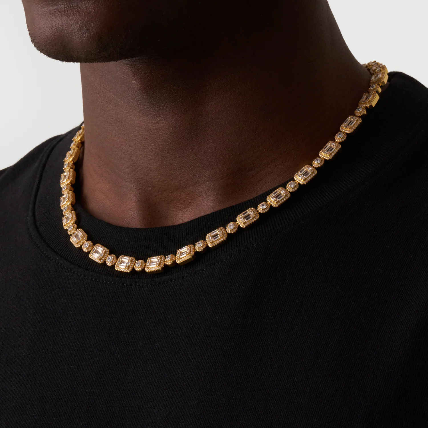 Baguette Link Iced Necklace (Gold) - Image 3