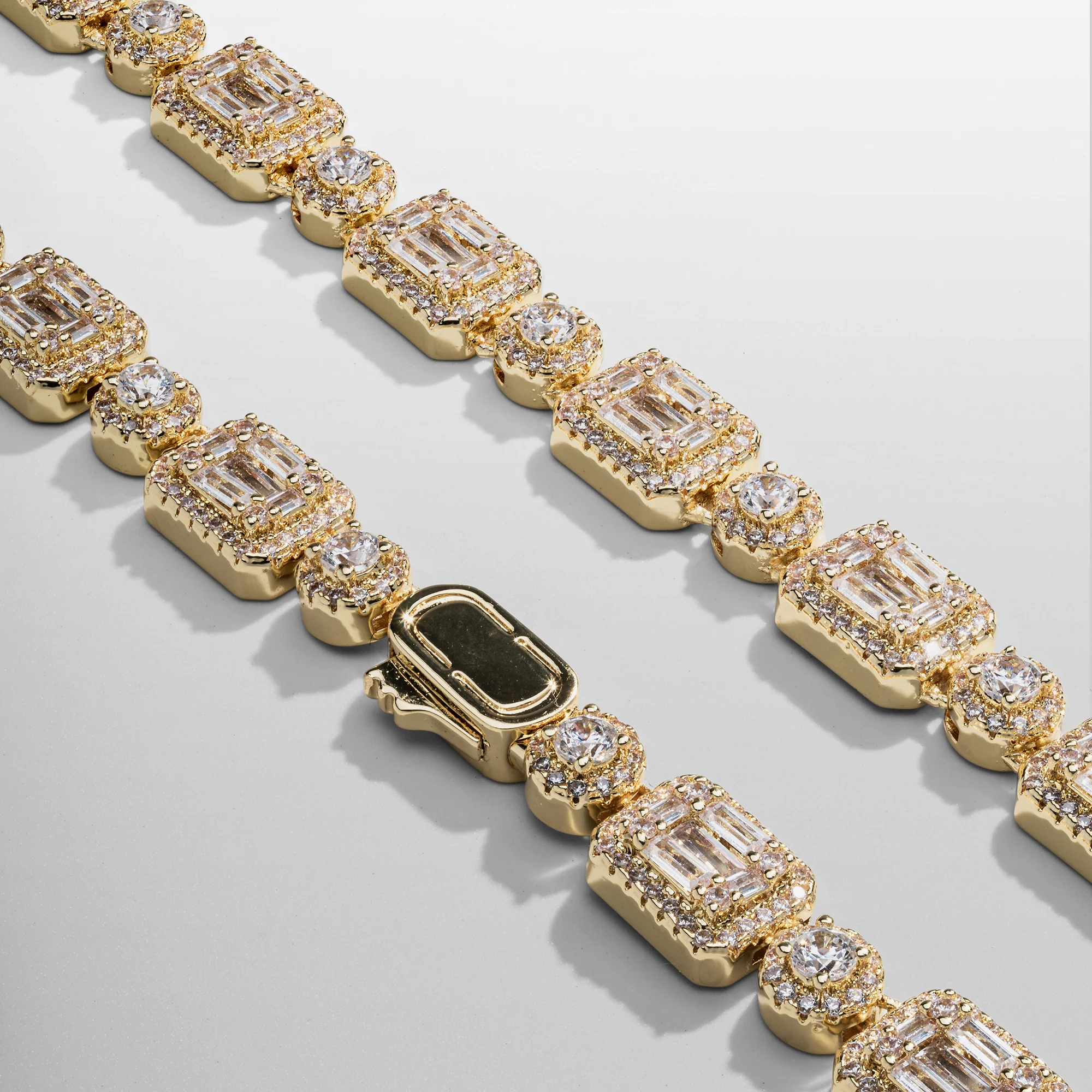 Baguette Link Iced Necklace (Gold) - Image 4