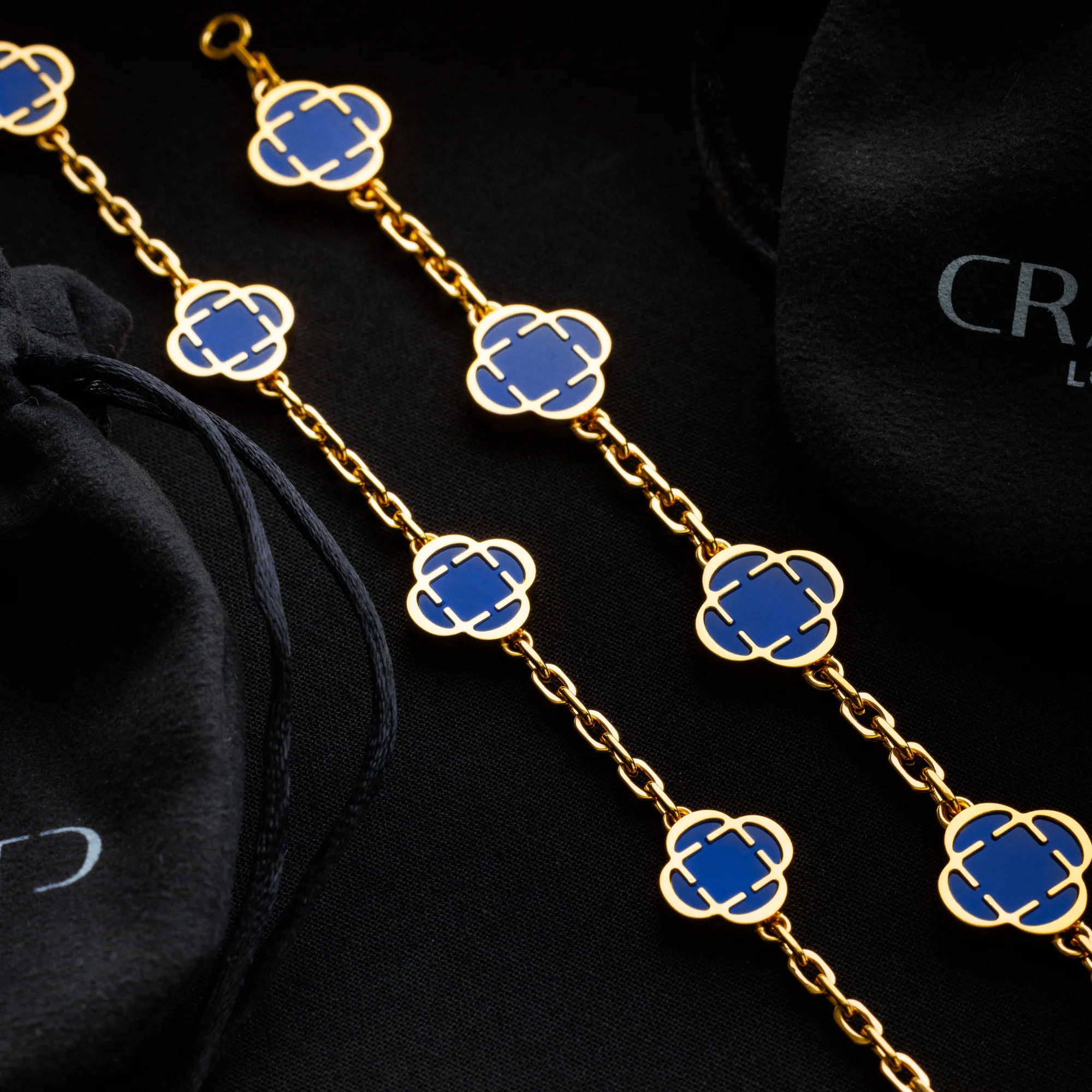 Blue Clover Stone Necklace (Gold) - Image 3