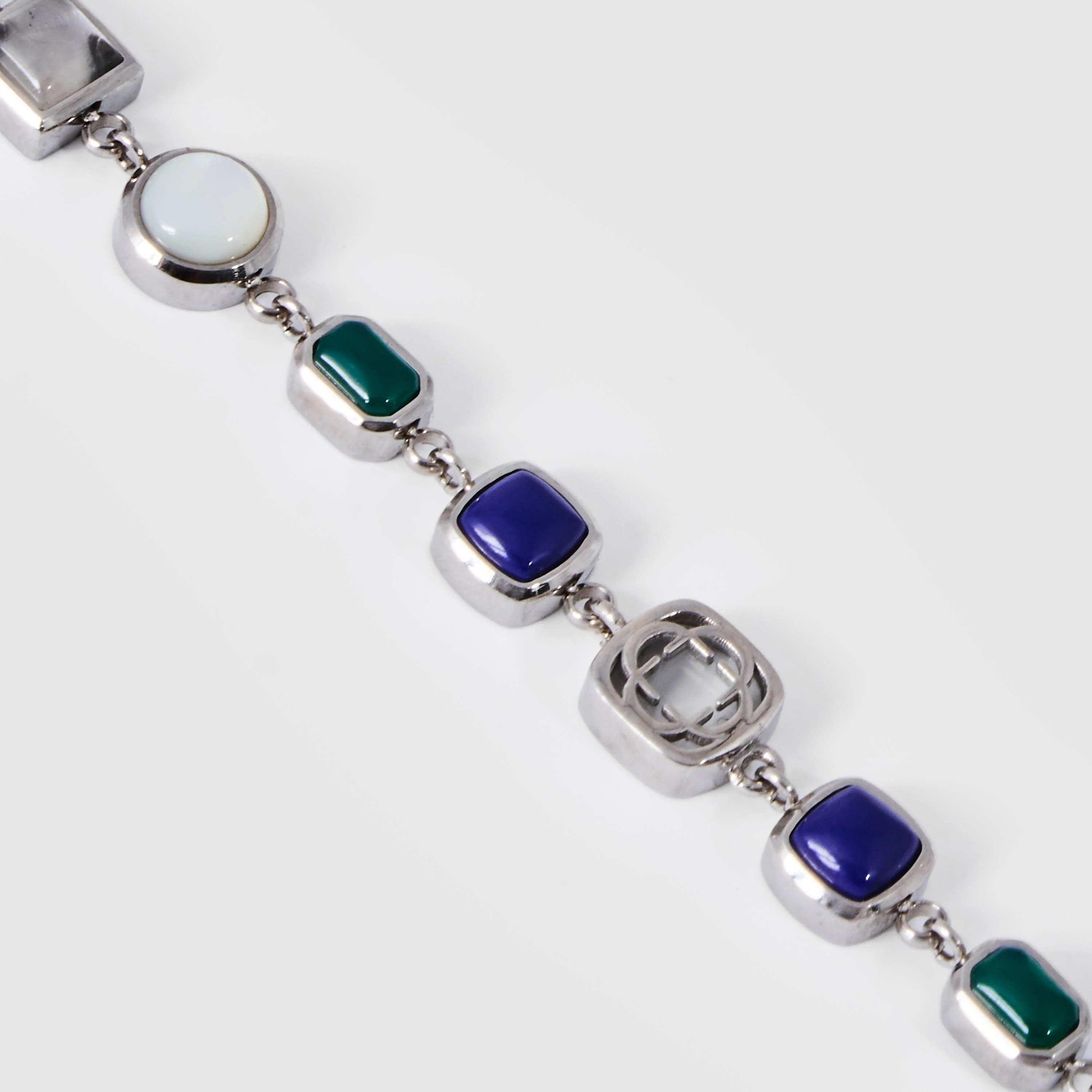 Blue Crystal Gemstone Bracelet (Silver) - Image 5