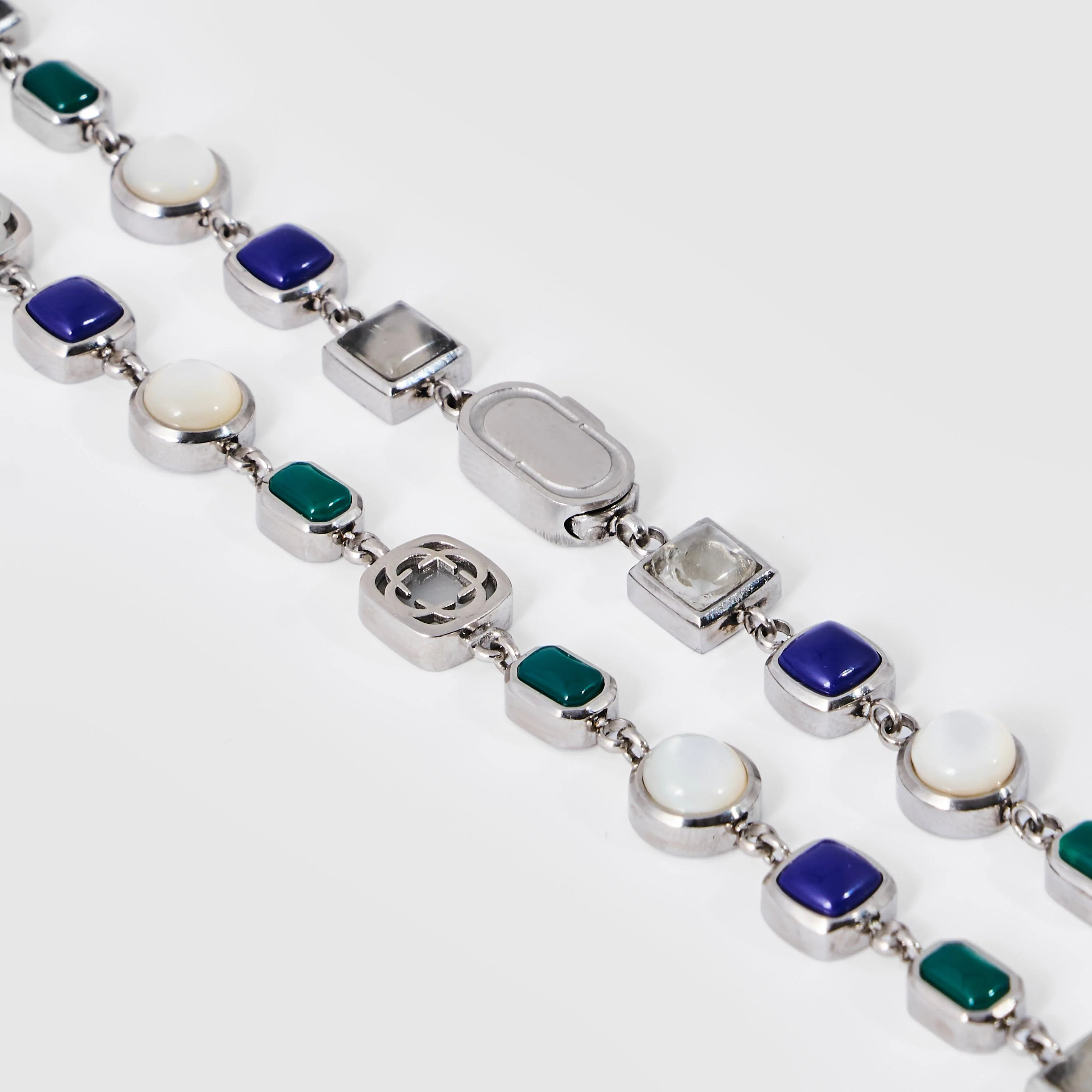 Blue Crystal Gemstone Necklace (Silver) - Image 7