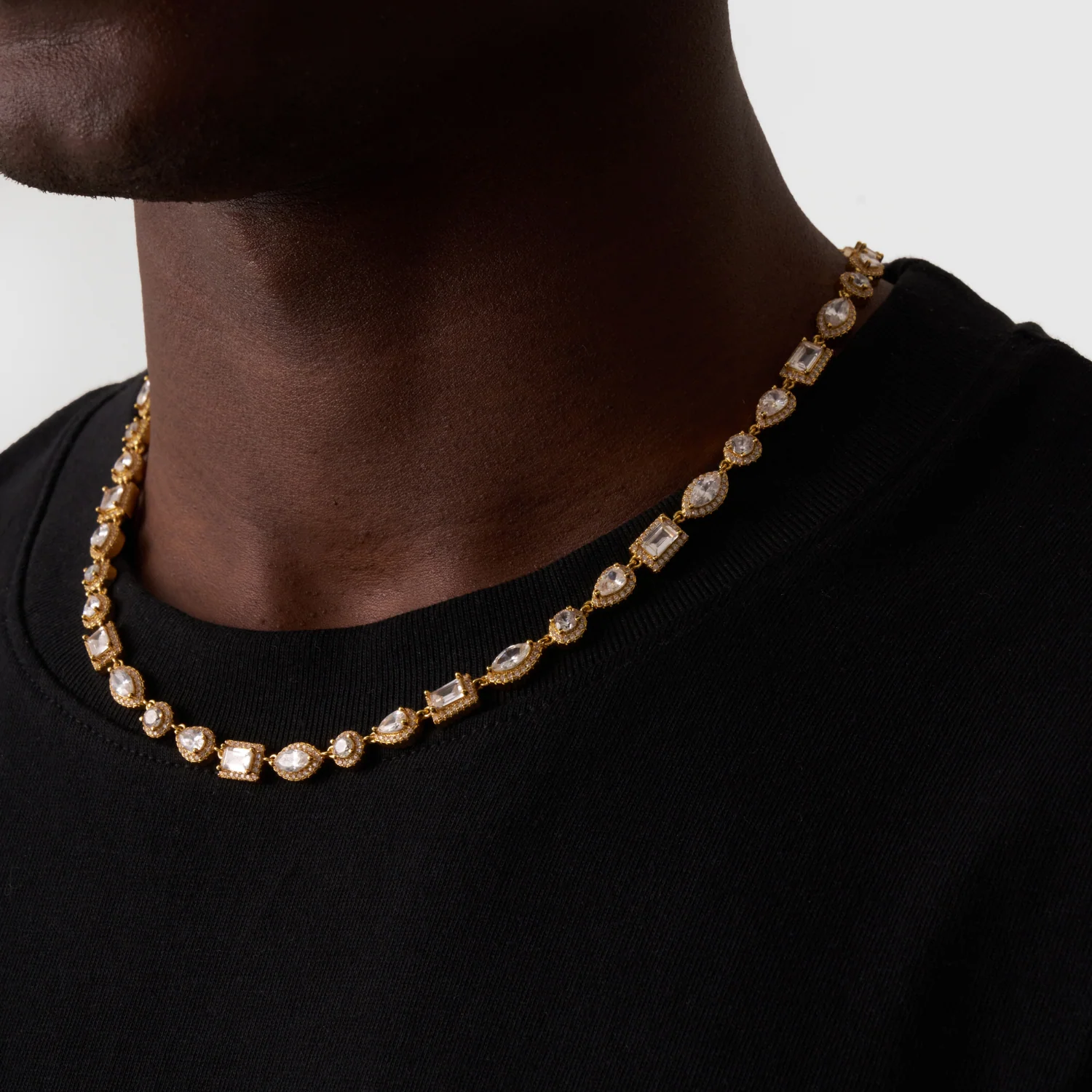 Mixed Cluster Linked Necklace (Gold) - Image 4