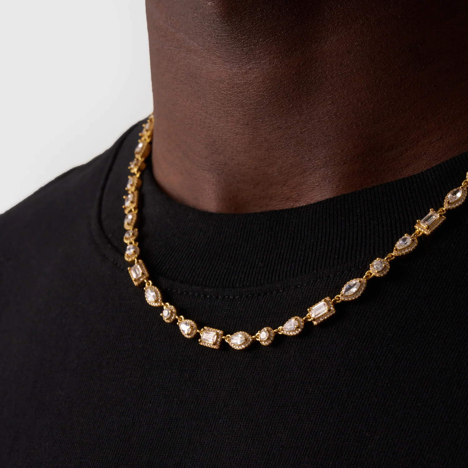 Mixed Cluster Linked Necklace (Gold) - Image 5