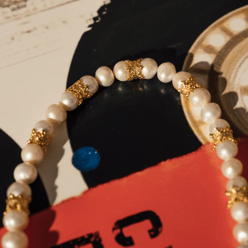 Crown Real Pearl Necklace (Gold) - Image 7