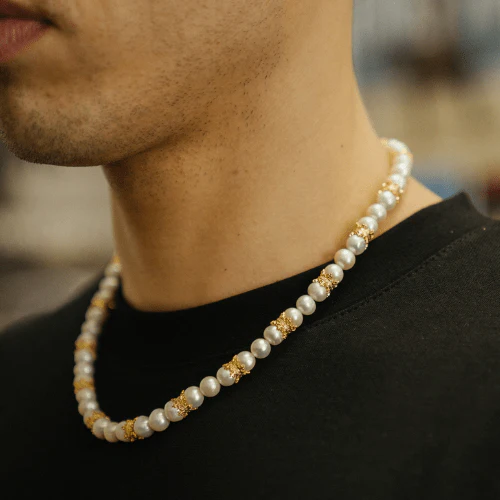 Crown Real Pearl Necklace (Gold) - Image 9