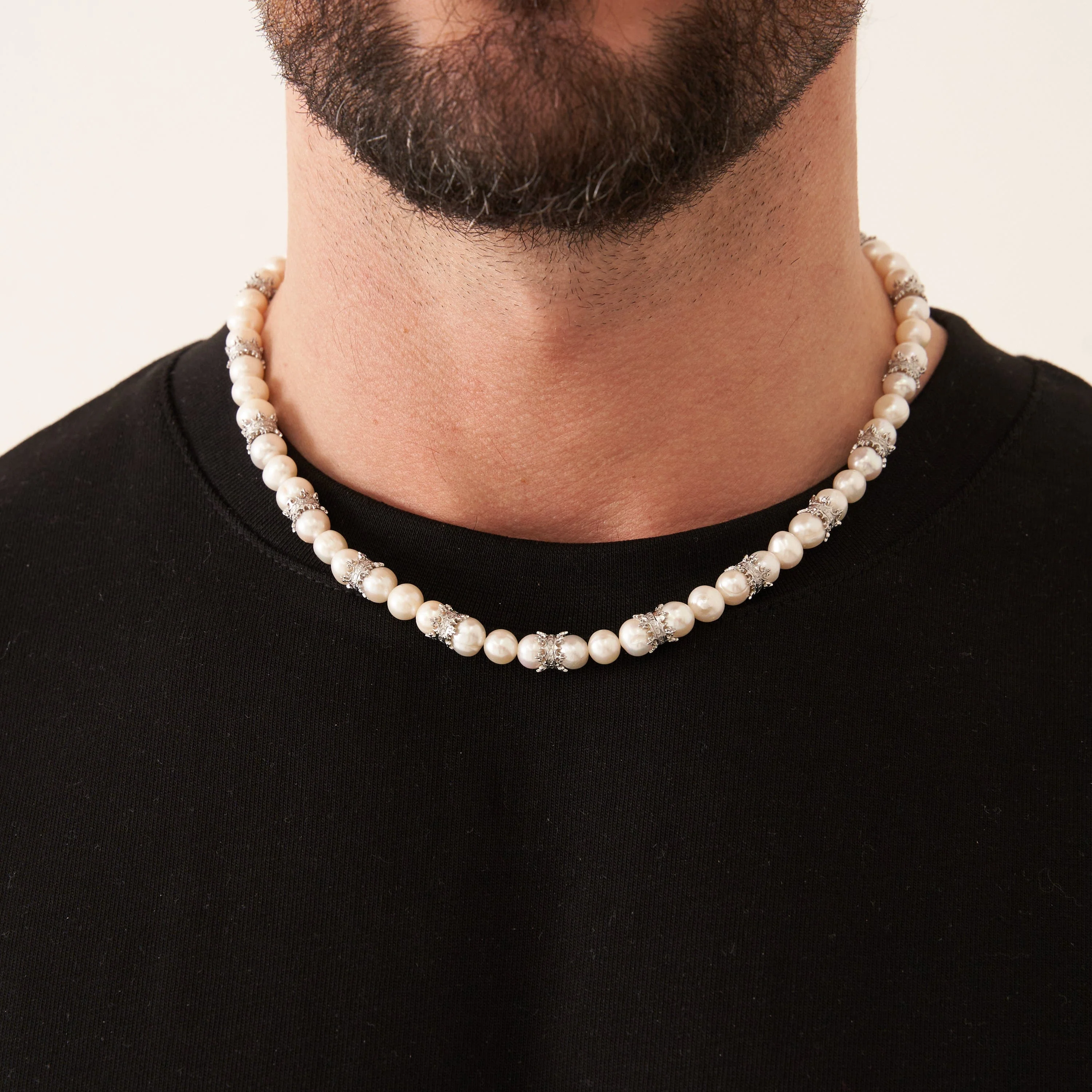 Crown Real Pearl Necklace (Silver) - Image 3