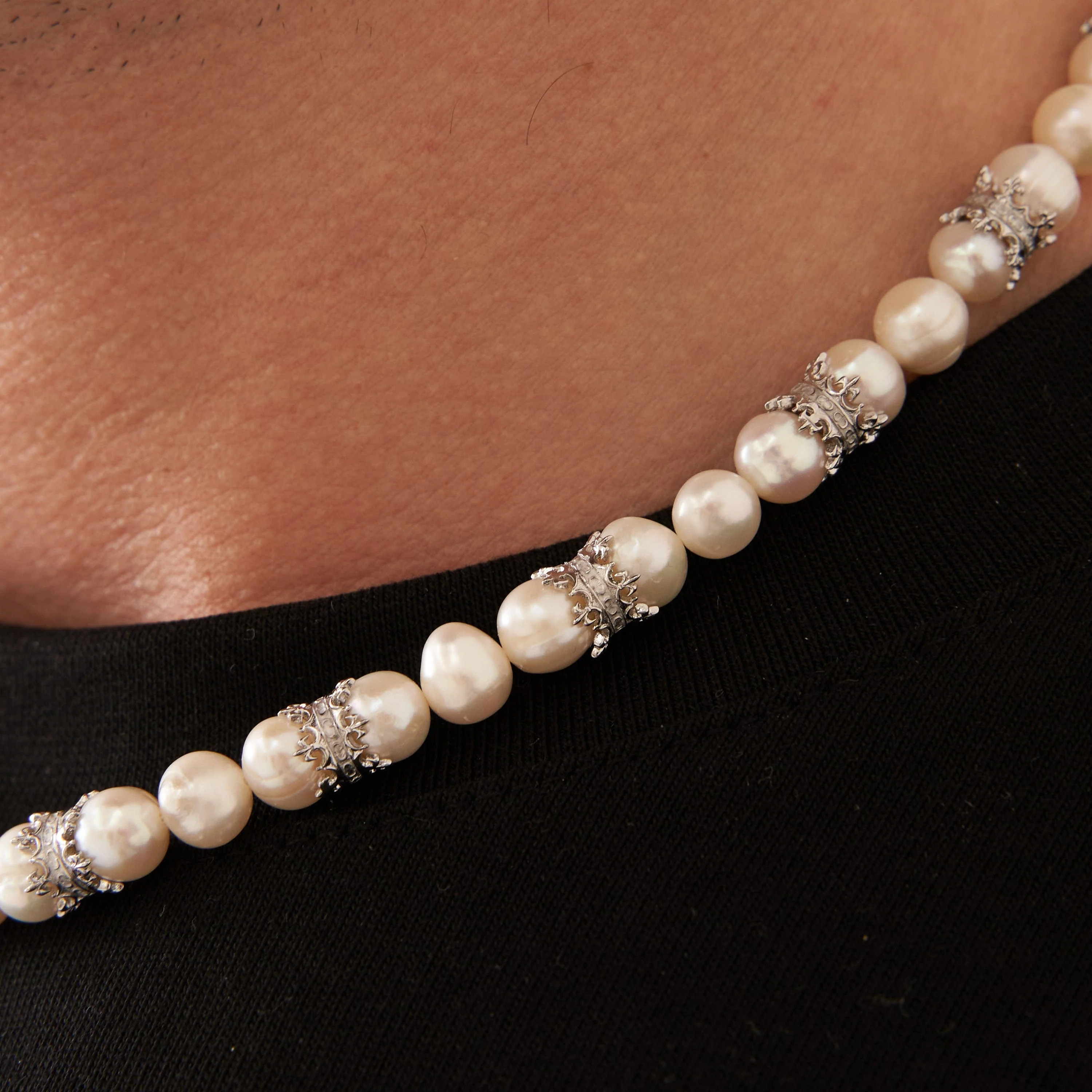 Crown Real Pearl Necklace (Silver) - Image 4