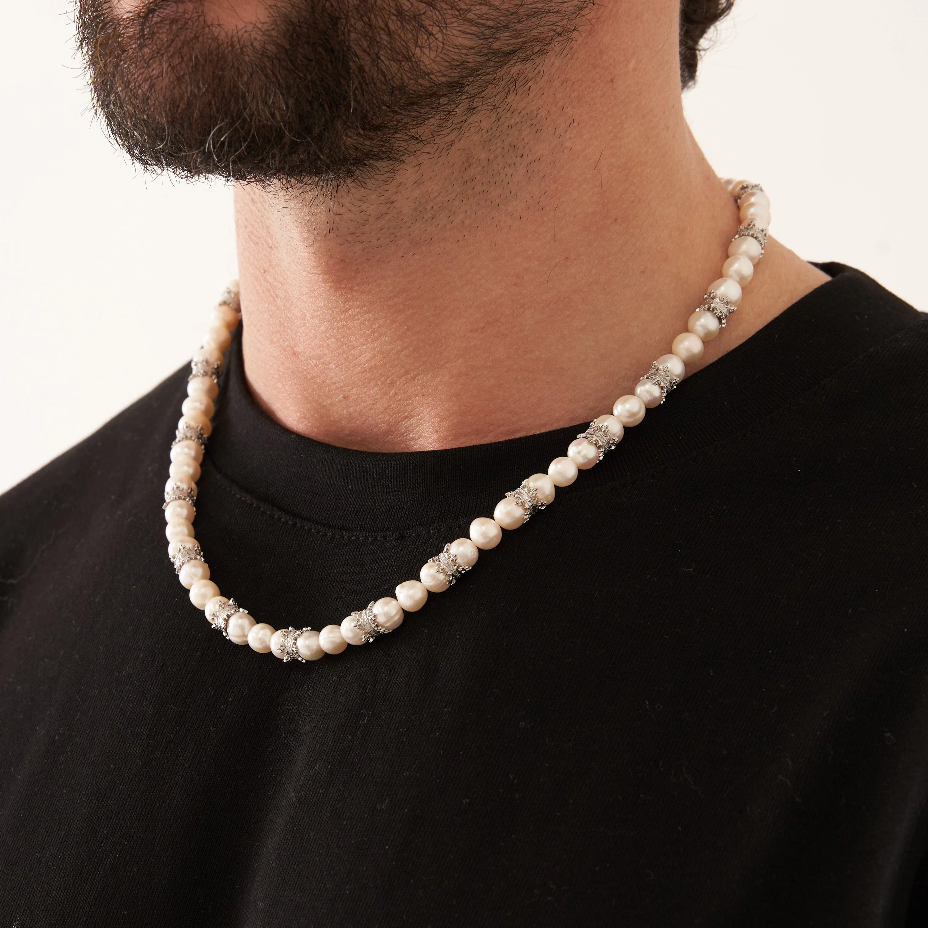 Crown Real Pearl Necklace (Silver) - Image 5