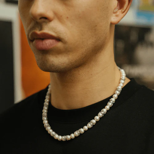 Crown Real Pearl Necklace (Silver) - Image 8