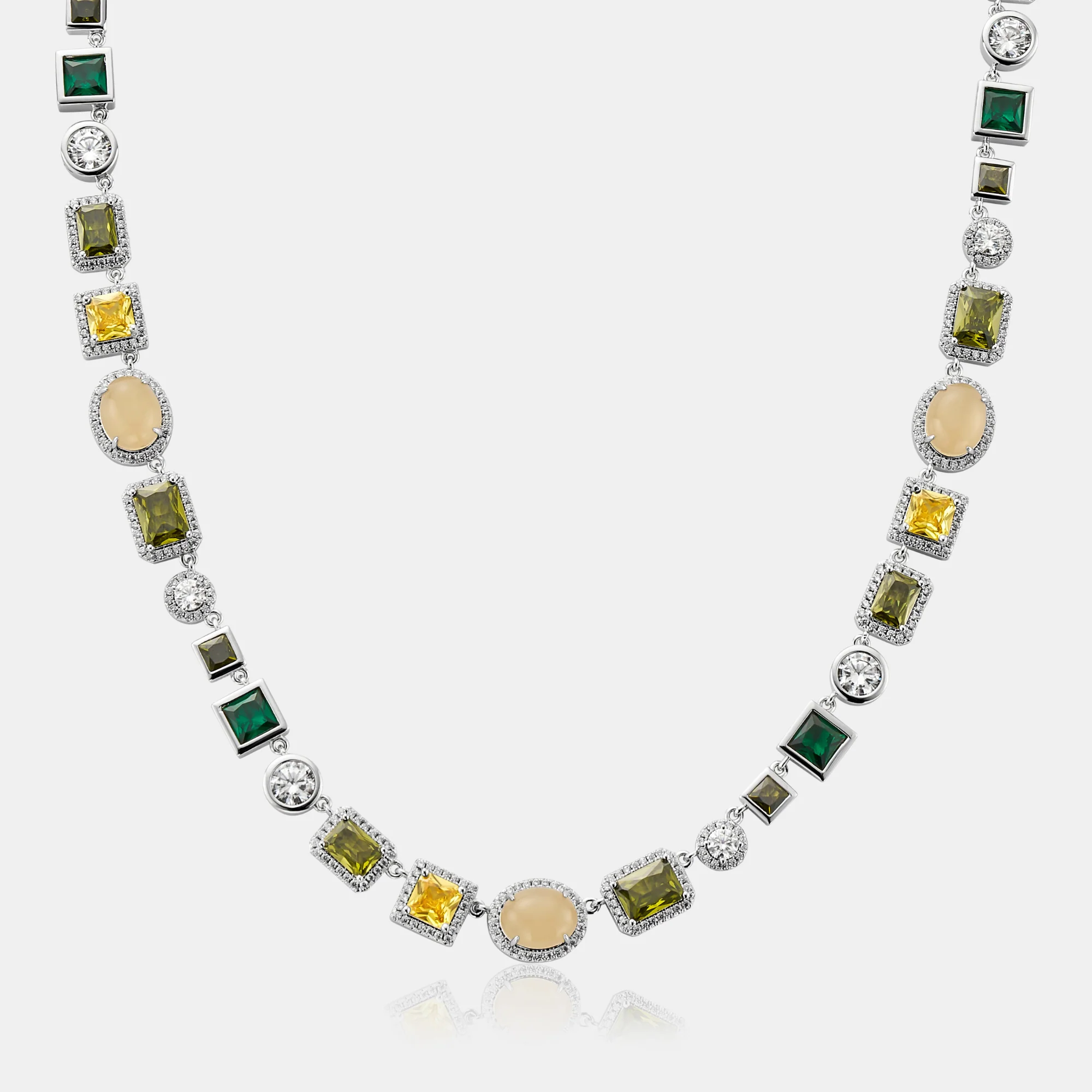 Emerald Gemstone Necklace (Silver)