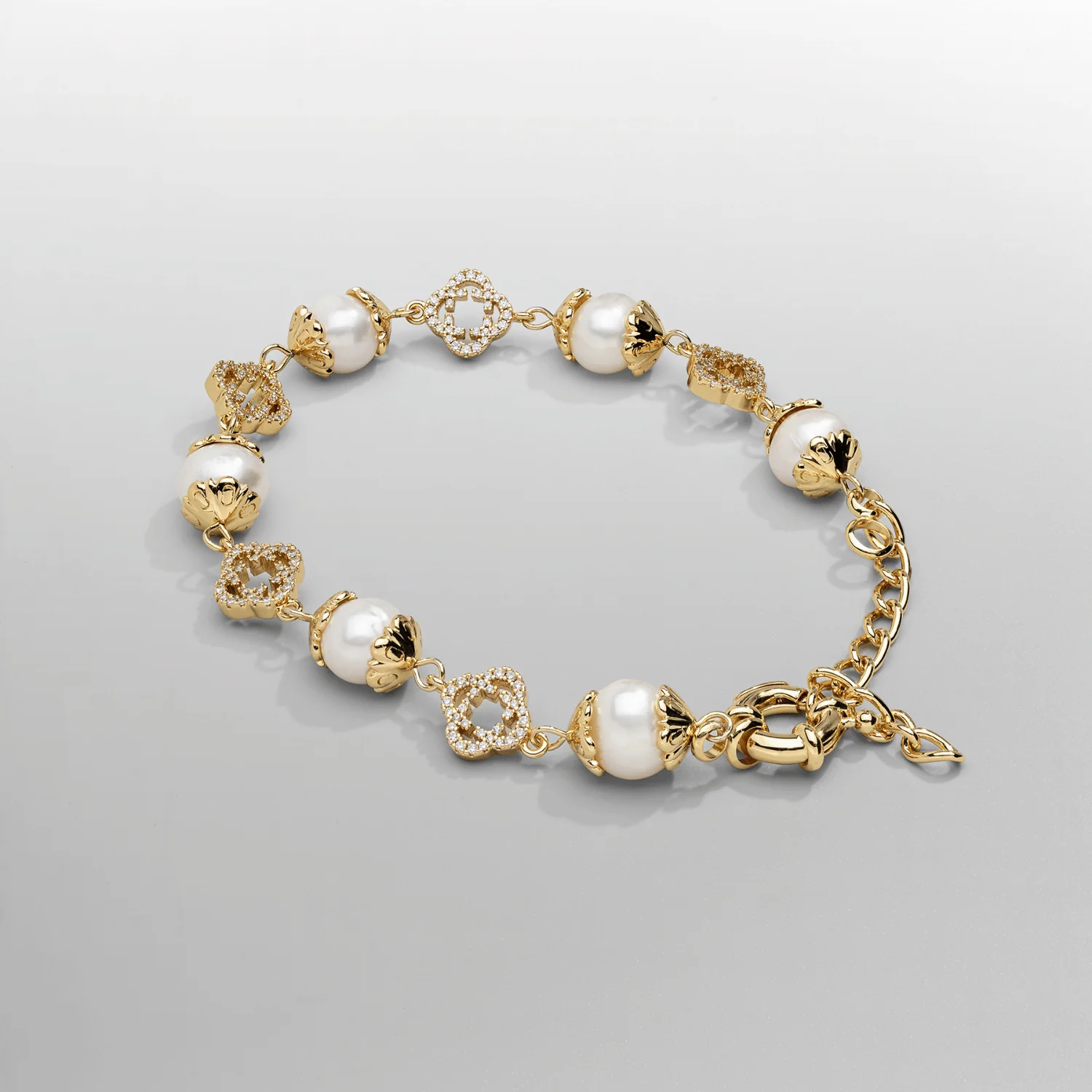 Filigree Real Pearl Bracelet (Gold)