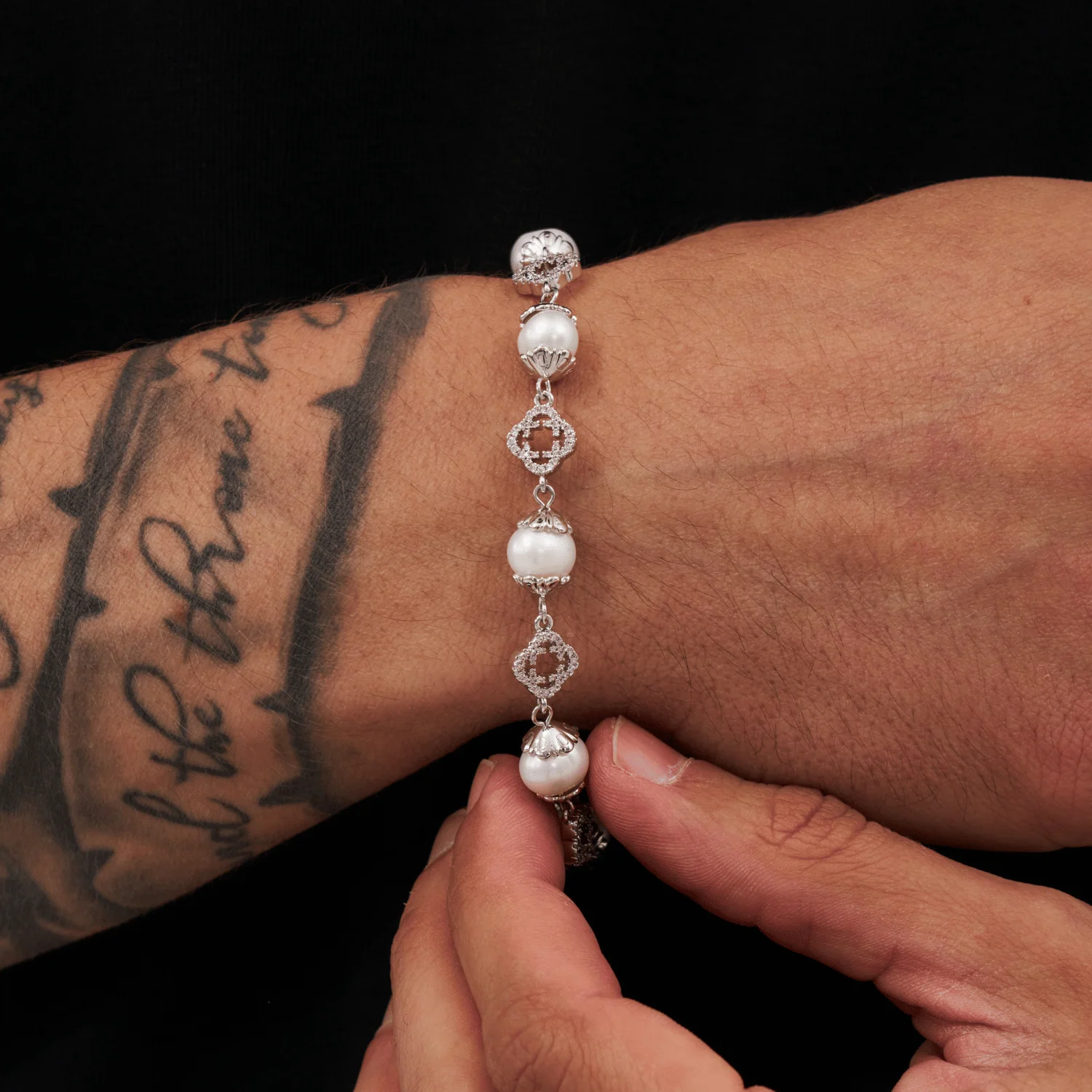 Filigree Real Pearl Bracelet (Silver) - Image 3