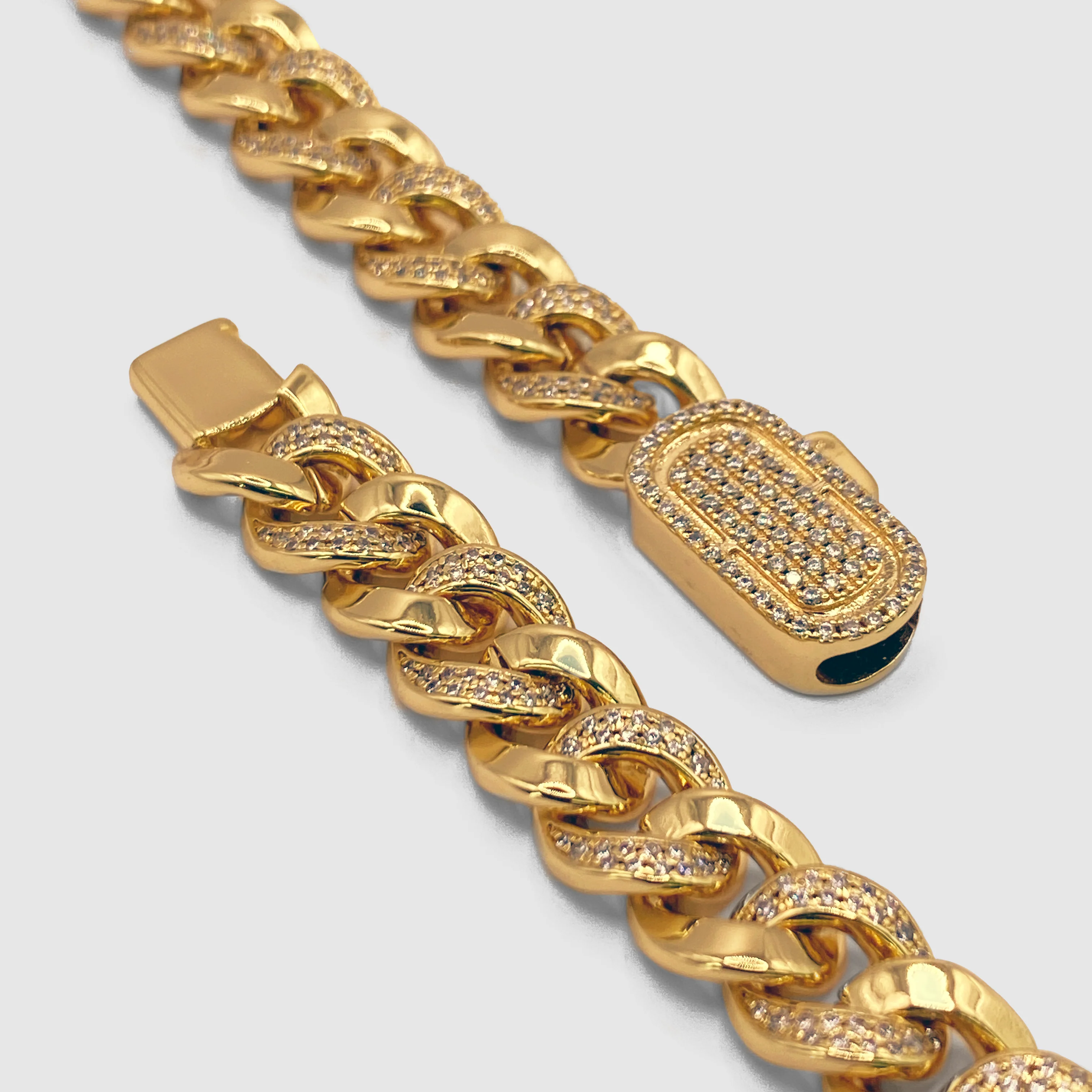 Half Iced Cuban Bracelet (Gold) 8mm - Image 8
