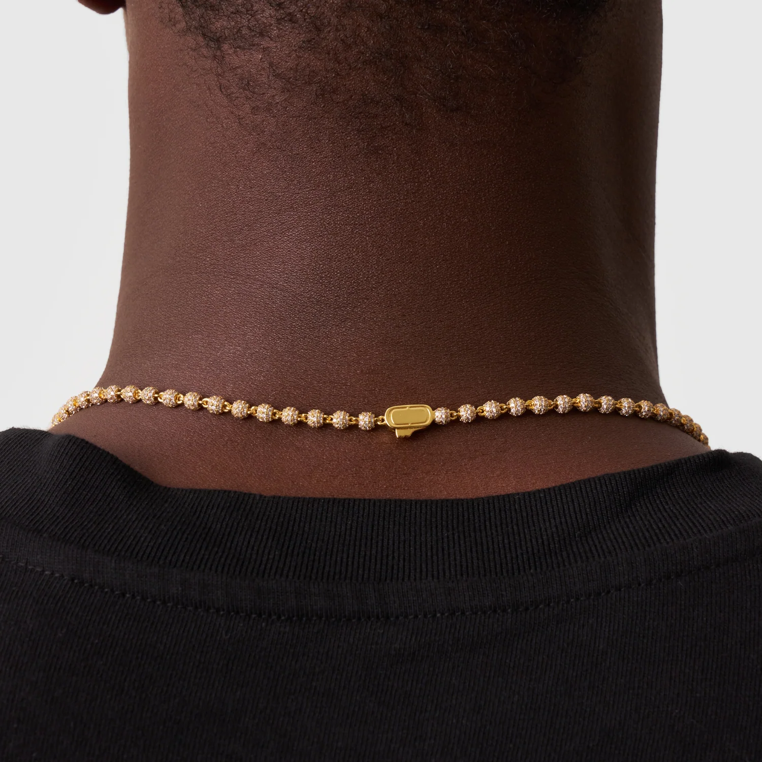 Iced Ball Pendant Necklace (Gold) 4mm - Image 4