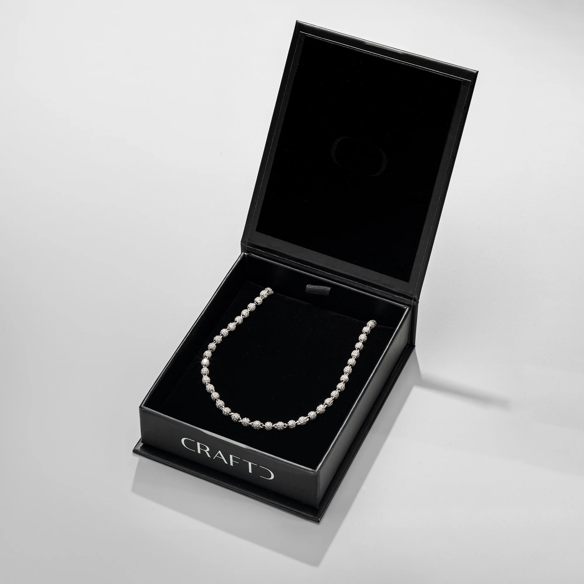 Iced Ball Pendant Necklace (Silver) 4mm - Image 6