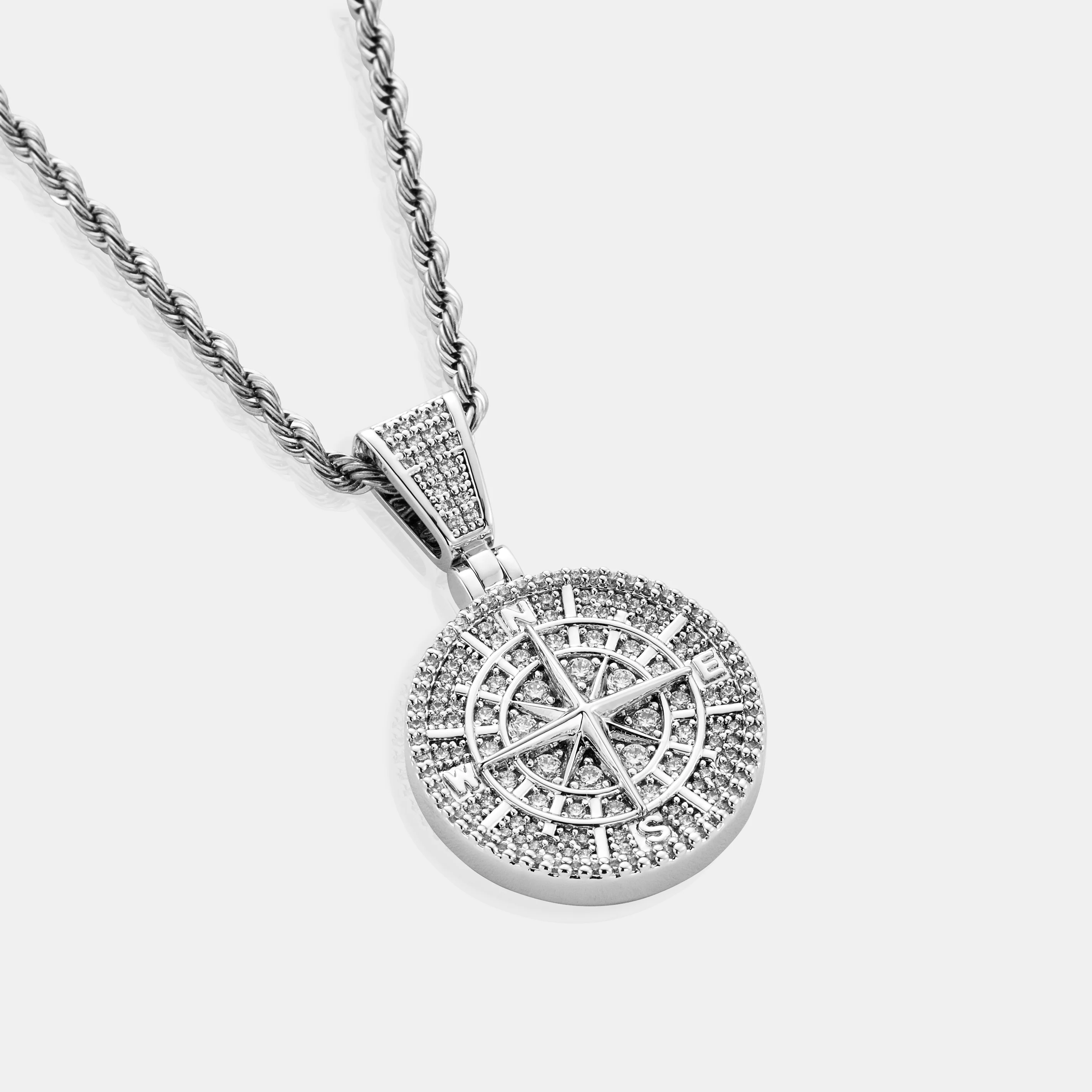 Iced Compass Pendant (Silver) - Image 4