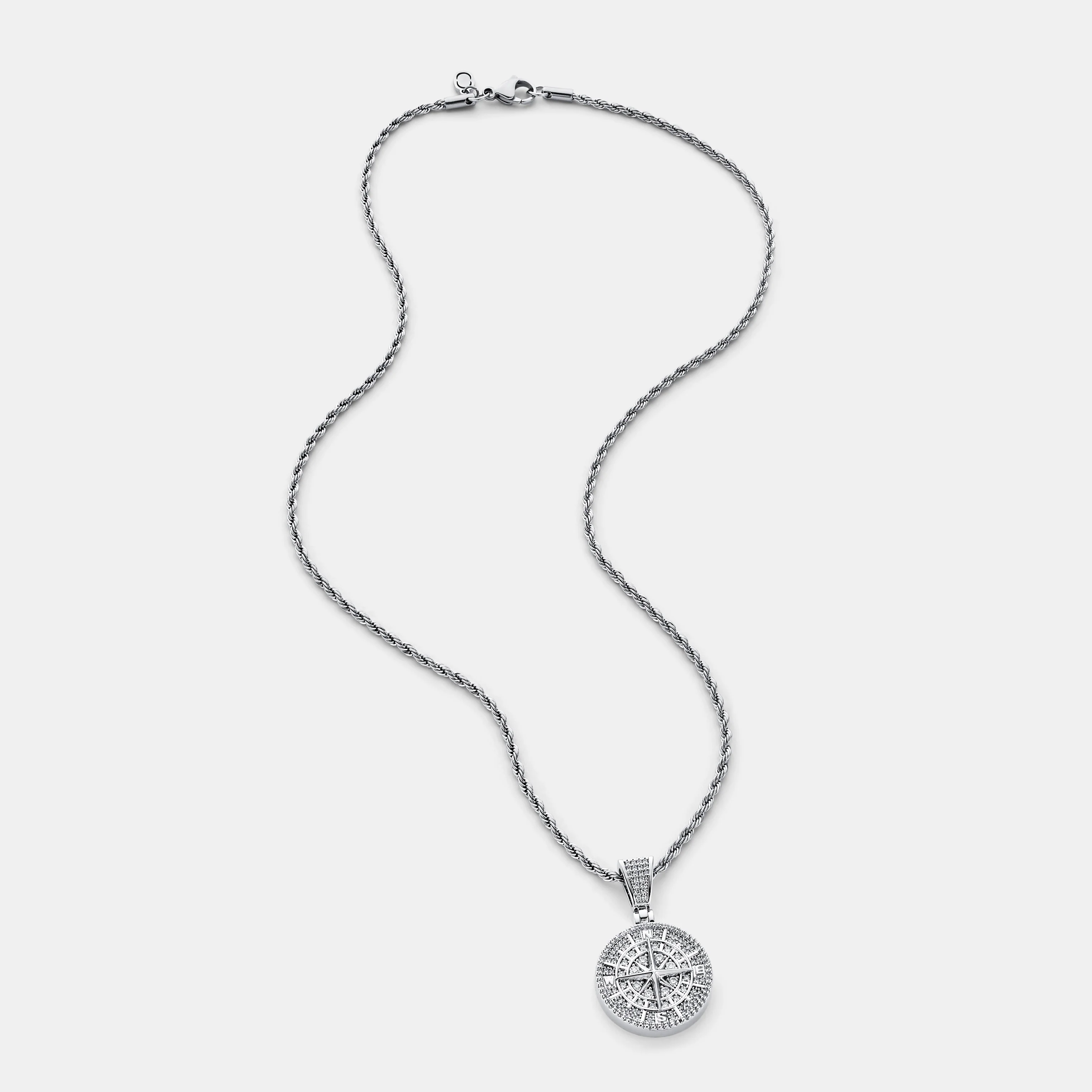 Iced Compass Pendant (Silver) - Image 5
