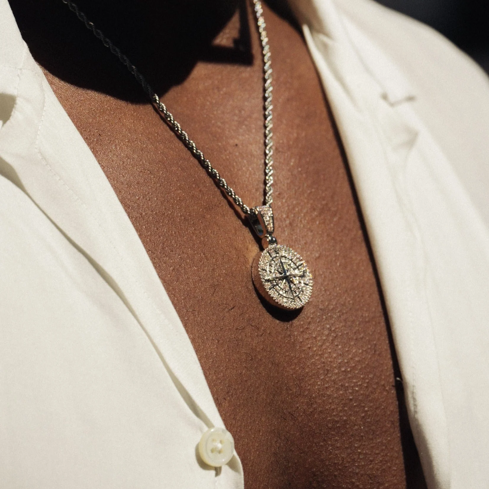 Iced Compass Pendant (Silver) - Image 6