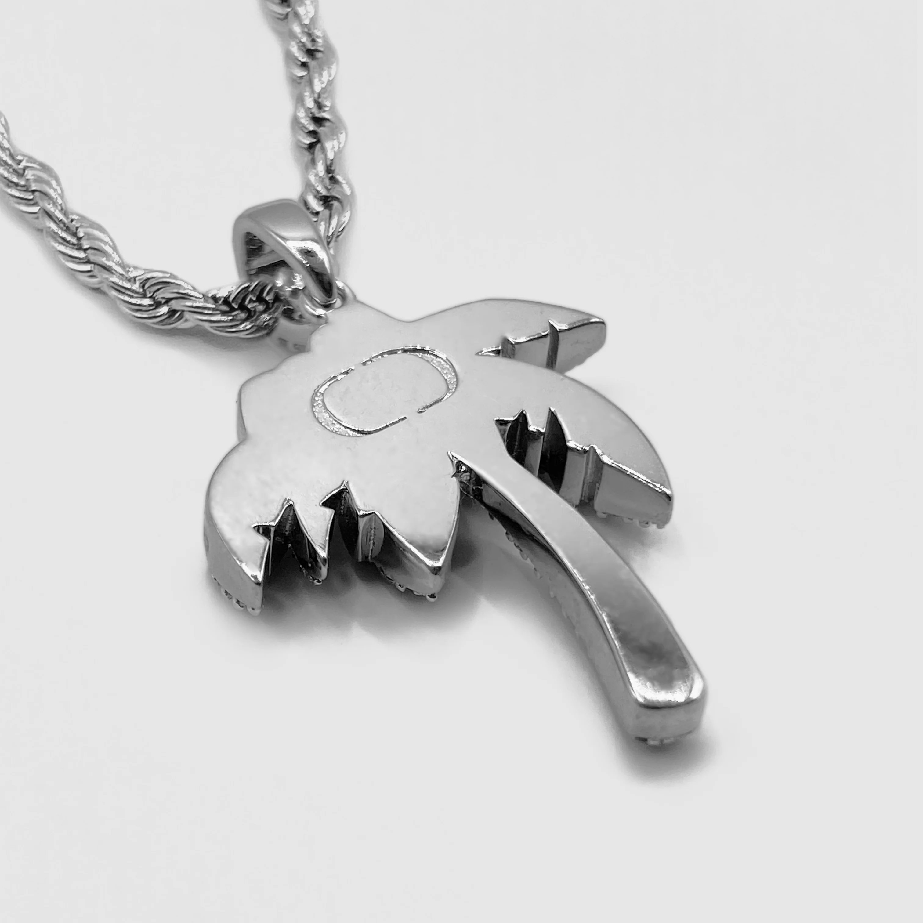 Iced Palm Tree Pendant (Silver) - Image 5