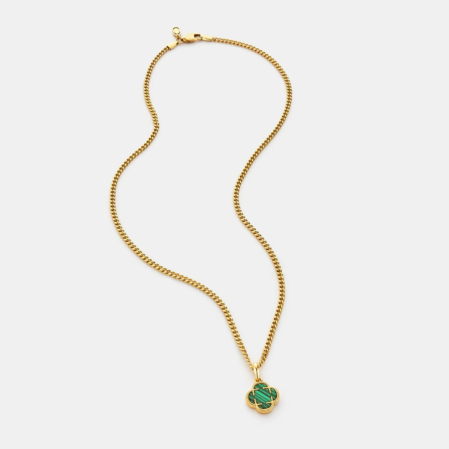 Malachite Clover Stone Pendant (Gold) - Image 5