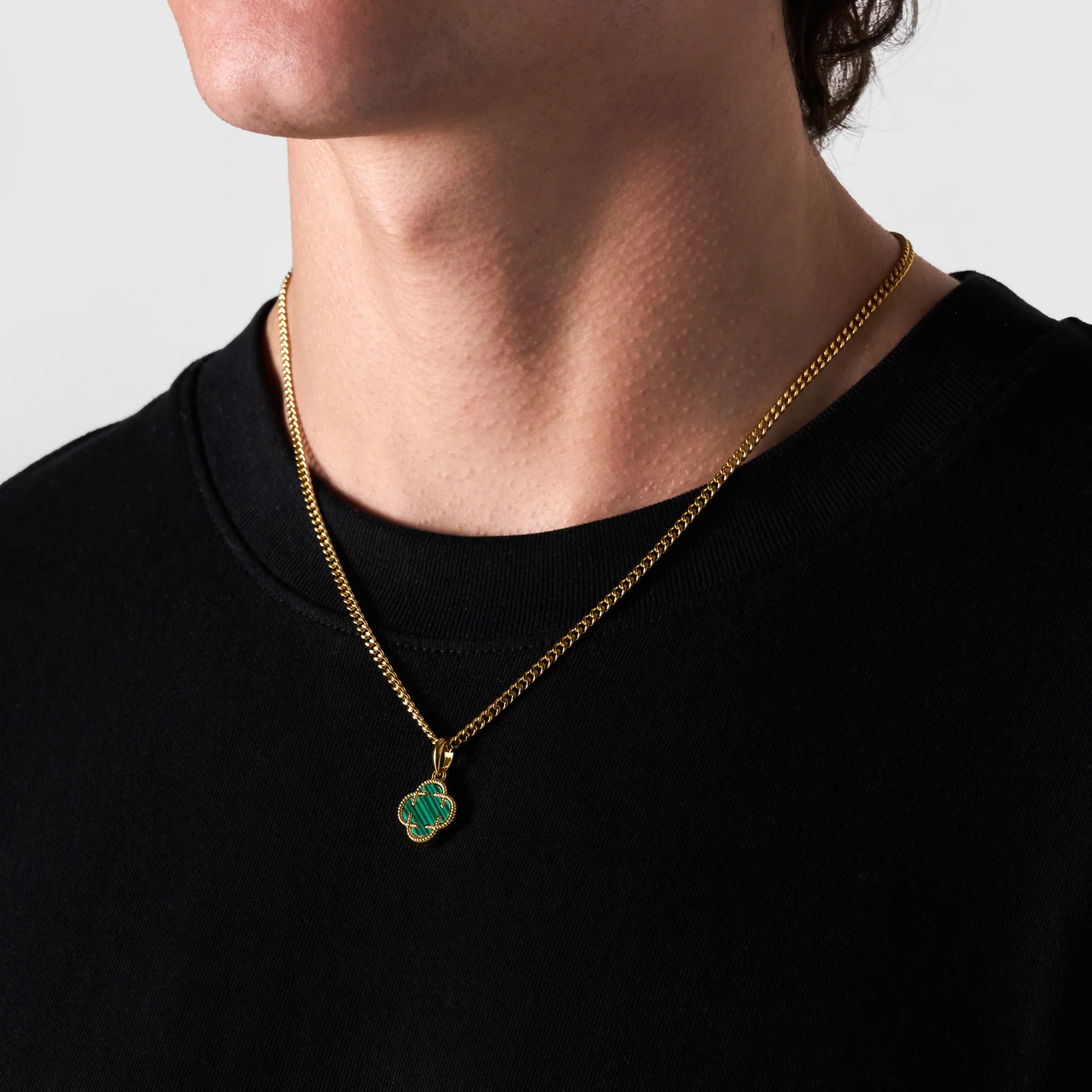 Malachite Clover Stone Pendant (Gold) - Image 6