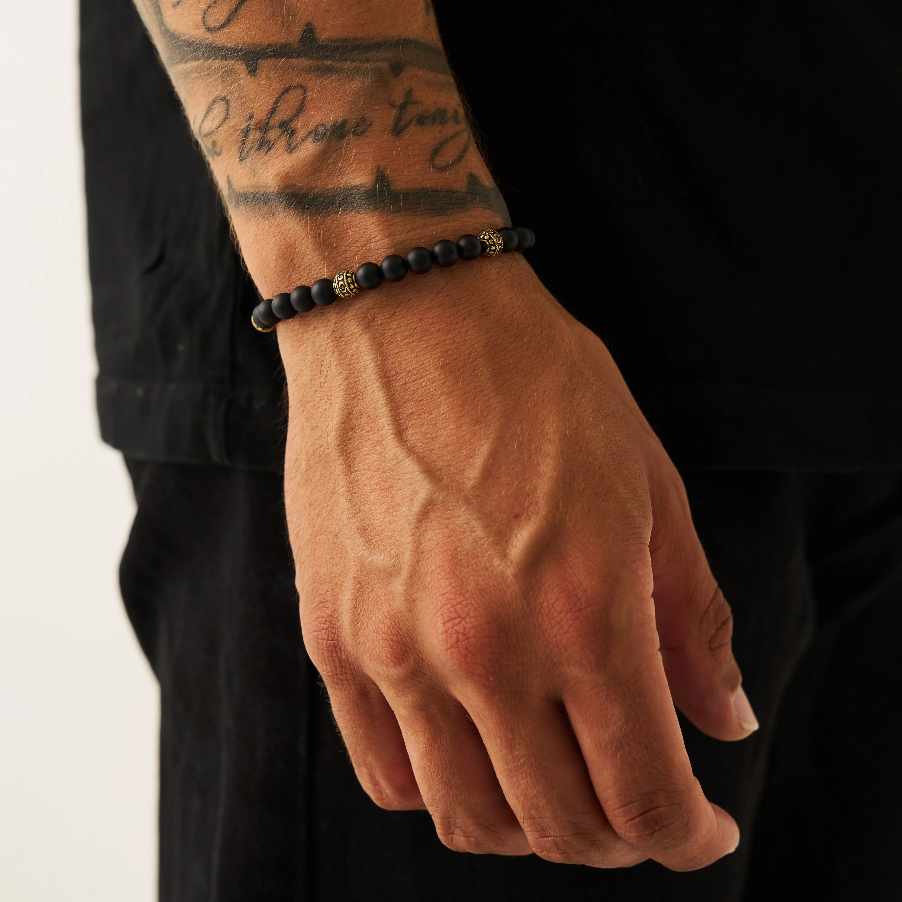 Matte Onyx Stone Bracelet (Gold) - Image 2