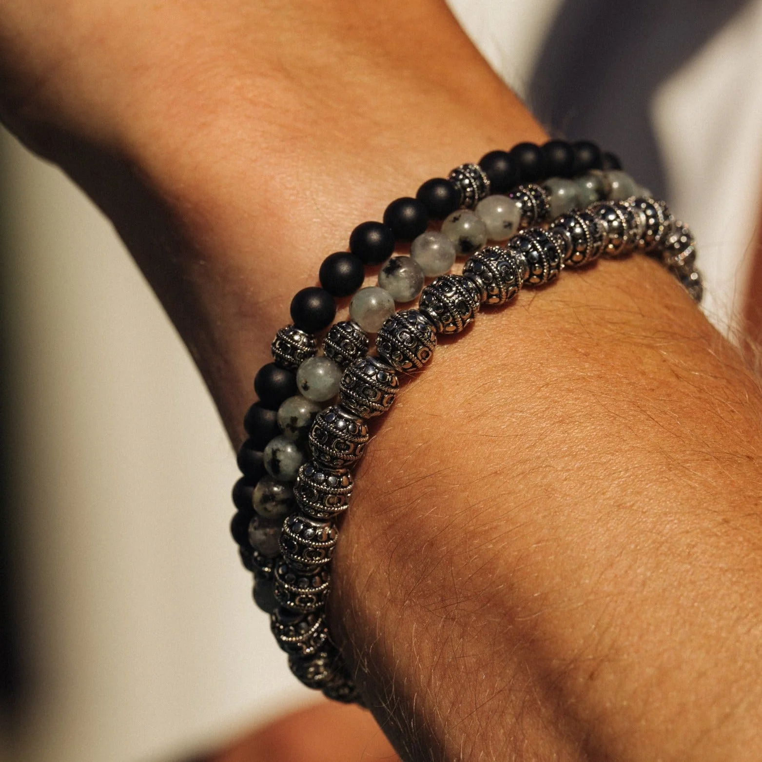 Matte Onyx Stone Bracelet (Silver) - Image 6