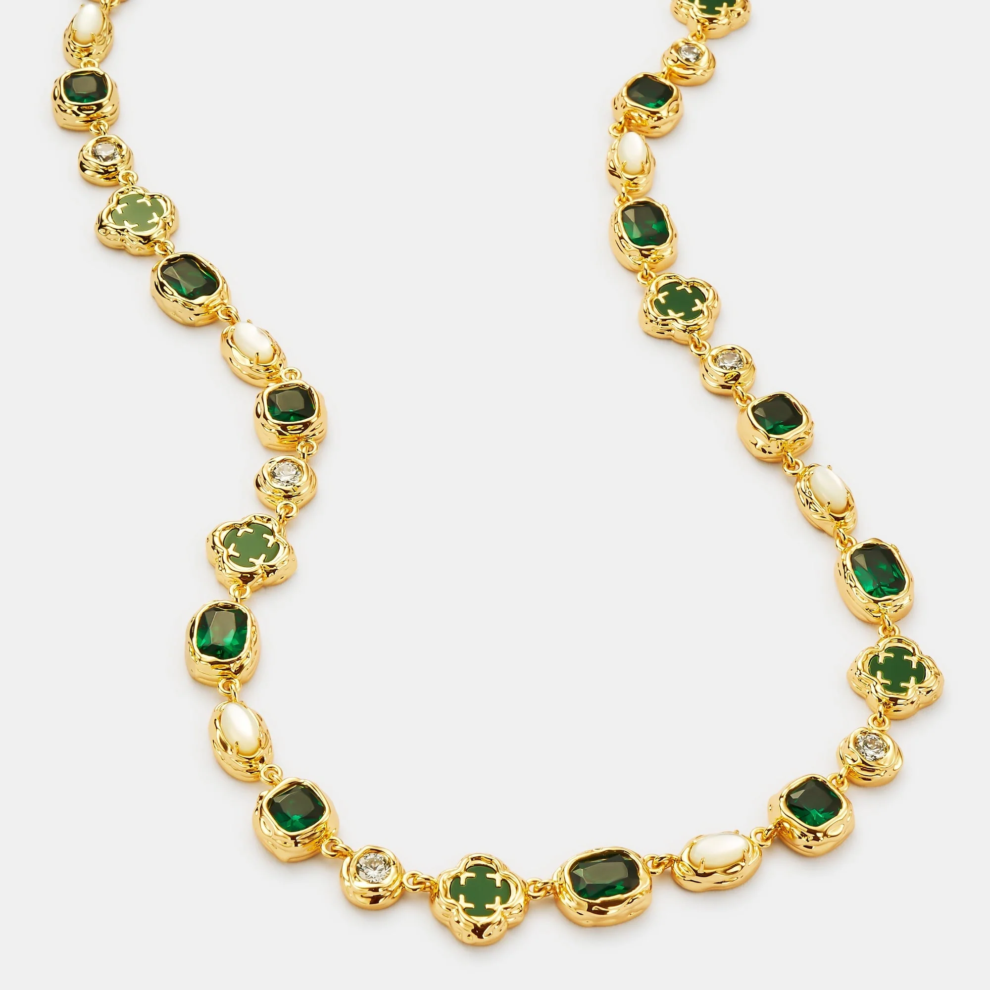 Melted Emerald Gemstone Necklace (Gold) - Image 4