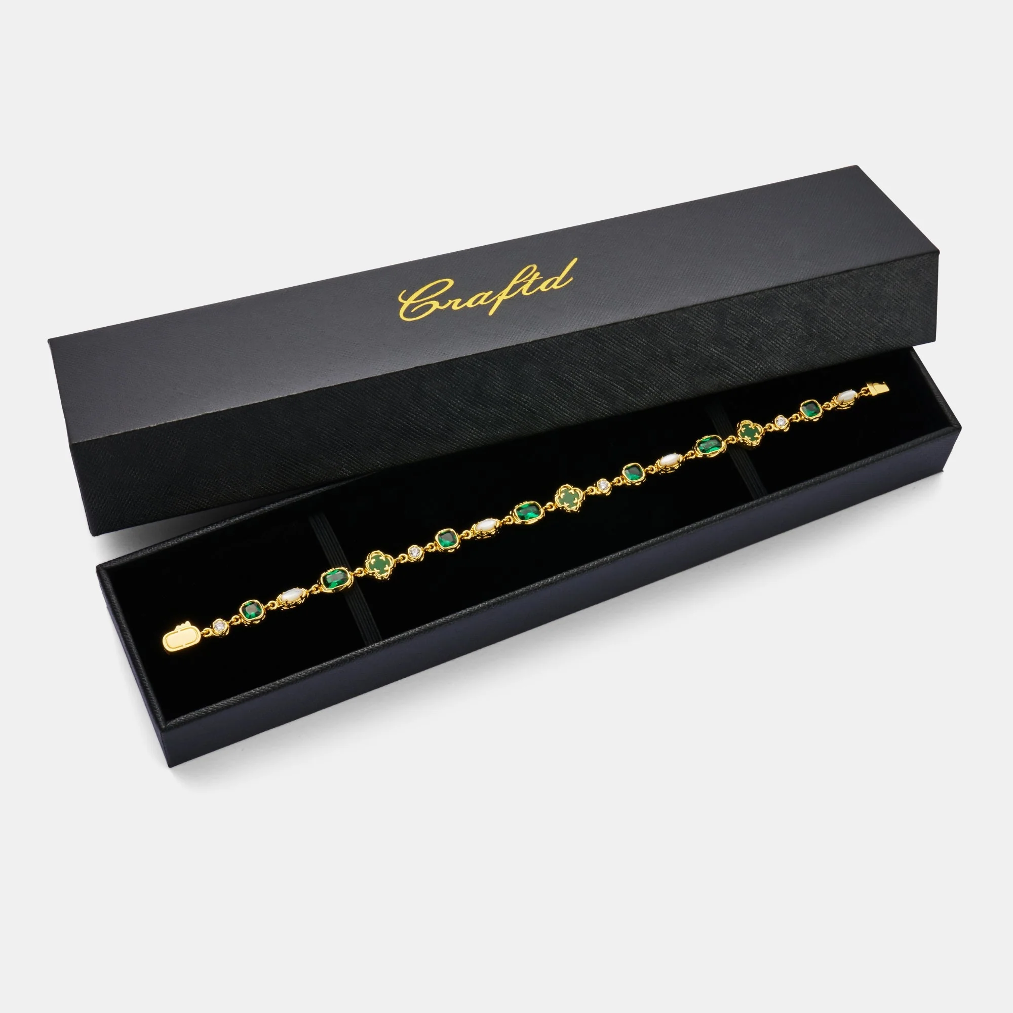 Melted Emerald Gemstone Necklace (Gold) - Image 8
