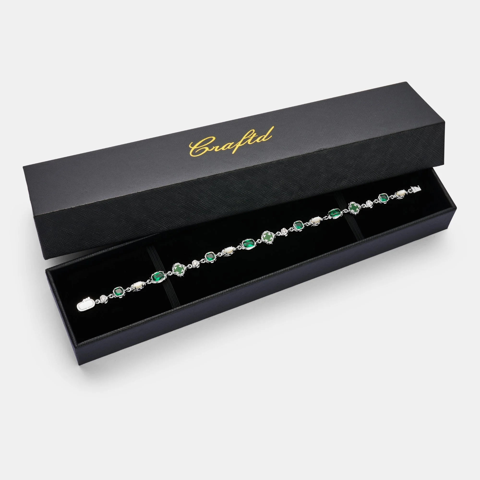 Melted Emerald Gemstone Necklace (Silver) - Image 8