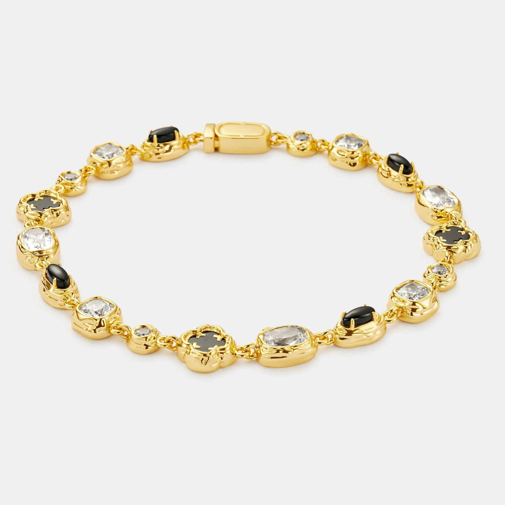 Melted Onyx Gemstone Bracelet (Gold) - Image 8