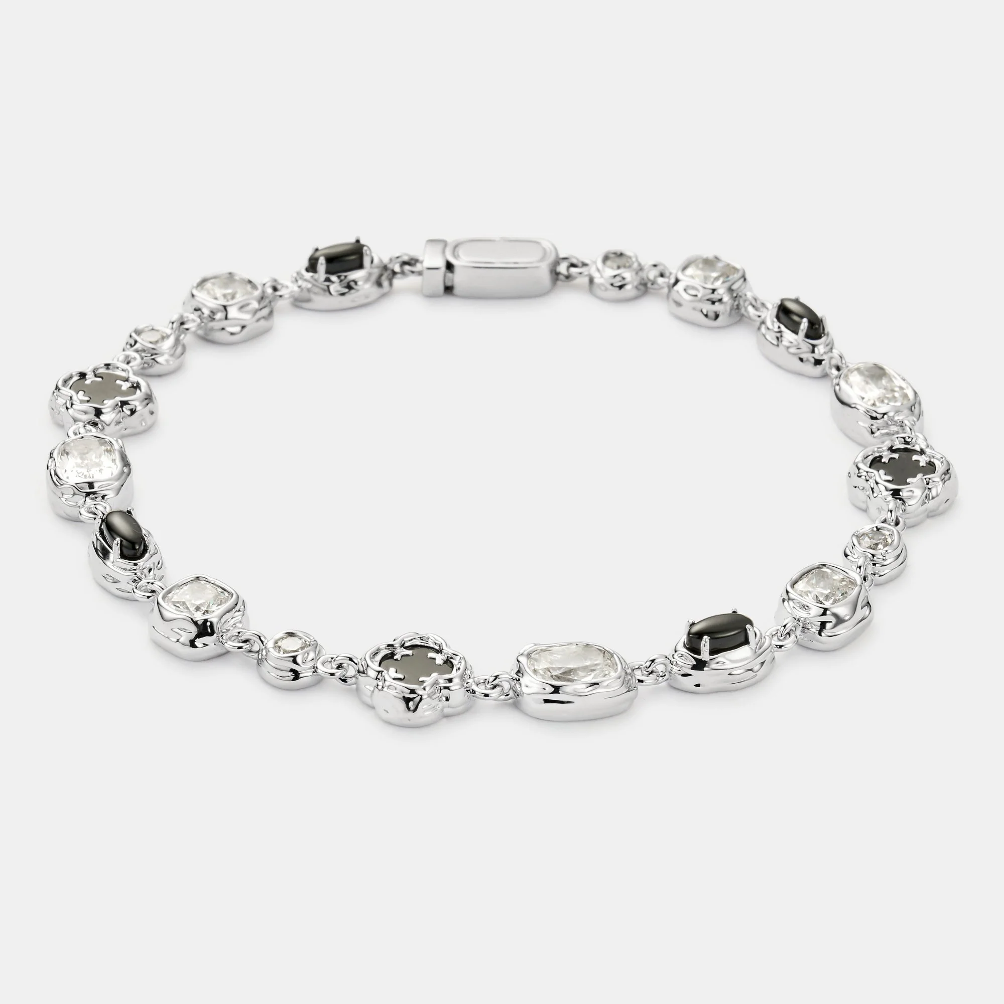 Melted Onyx Gemstone Bracelet (Silver) - Image 8