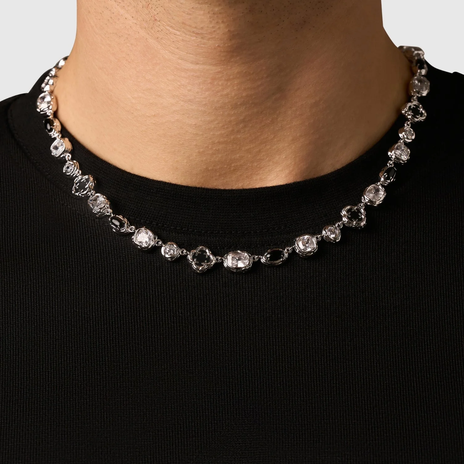 Melted Onyx Gemstone Necklace (Silver) - Image 2