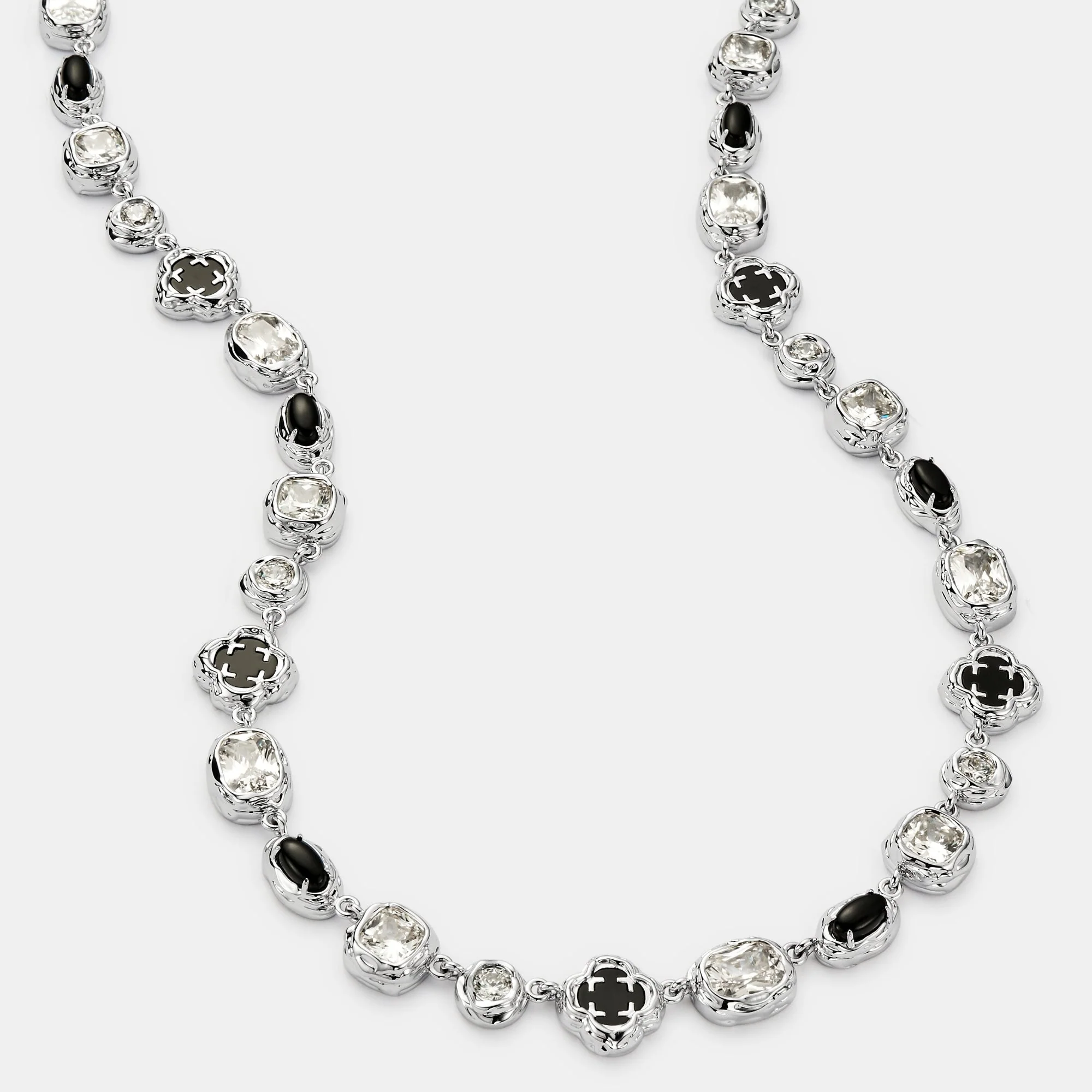 Melted Onyx Gemstone Necklace (Silver) - Image 4