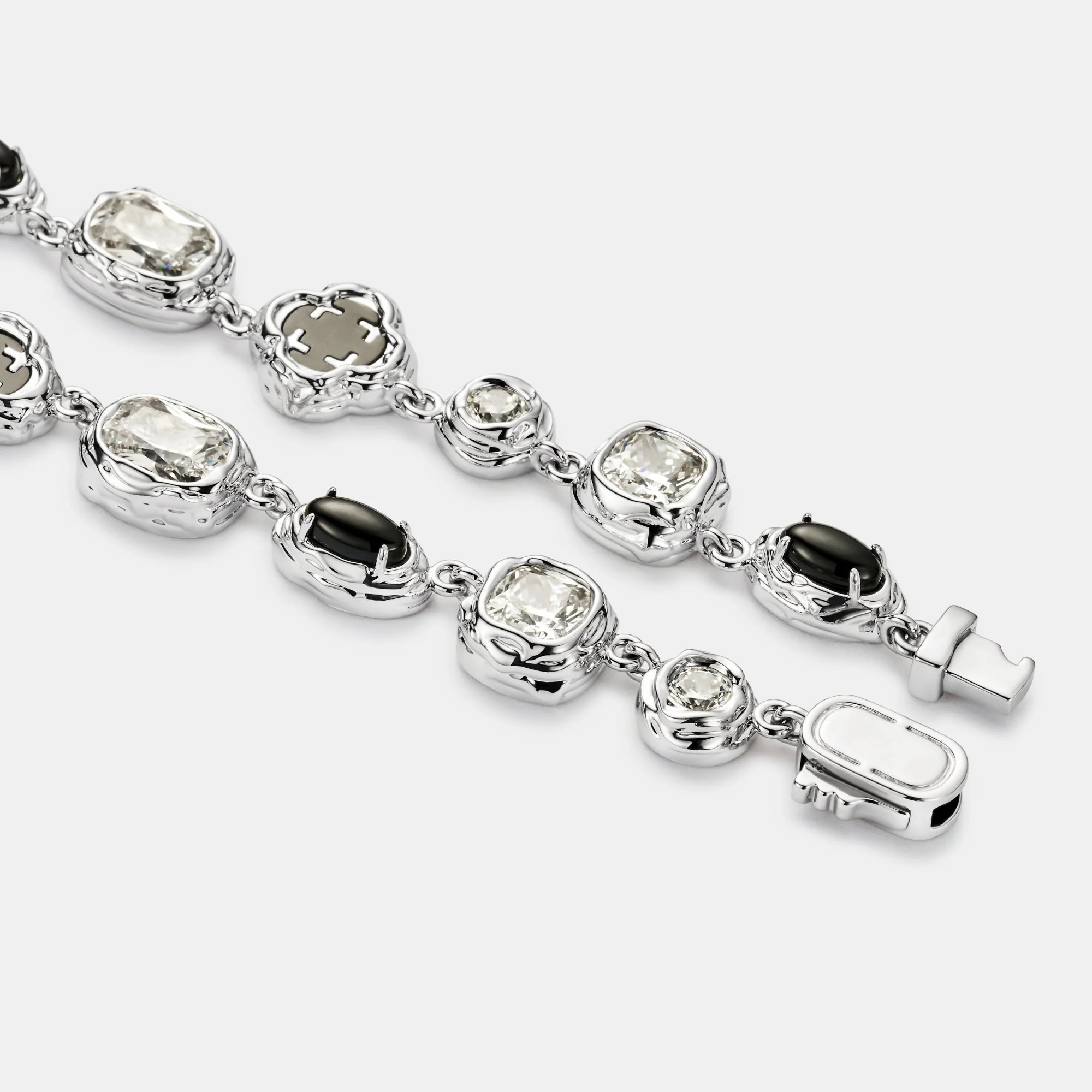 Melted Onyx Gemstone Necklace (Silver) - Image 5