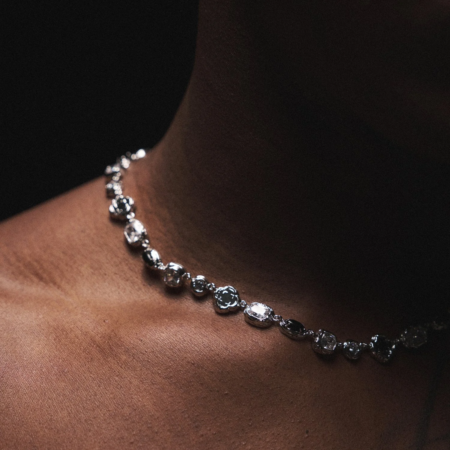 Melted Onyx Gemstone Necklace (Silver) - Image 6