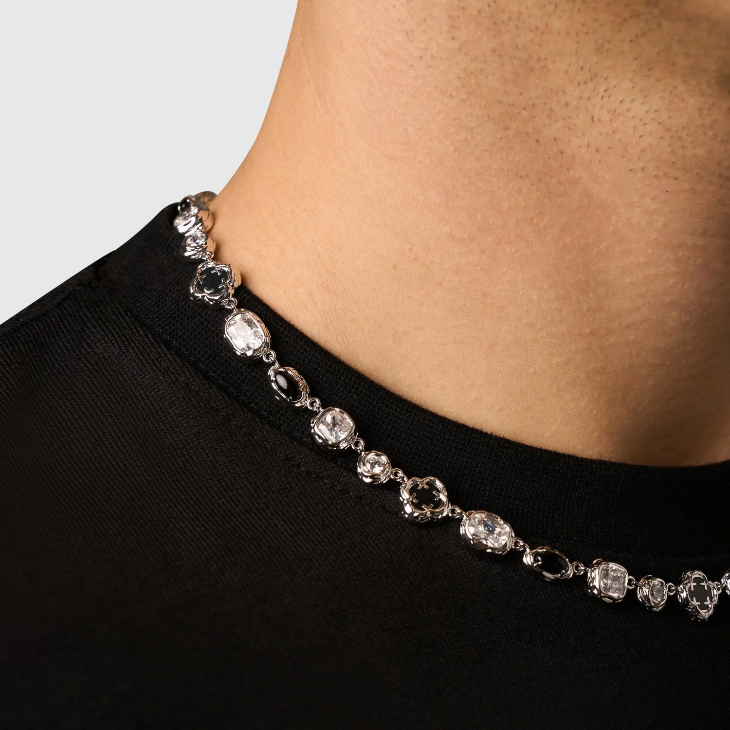 Melted Onyx Gemstone Necklace (Silver) - Image 7