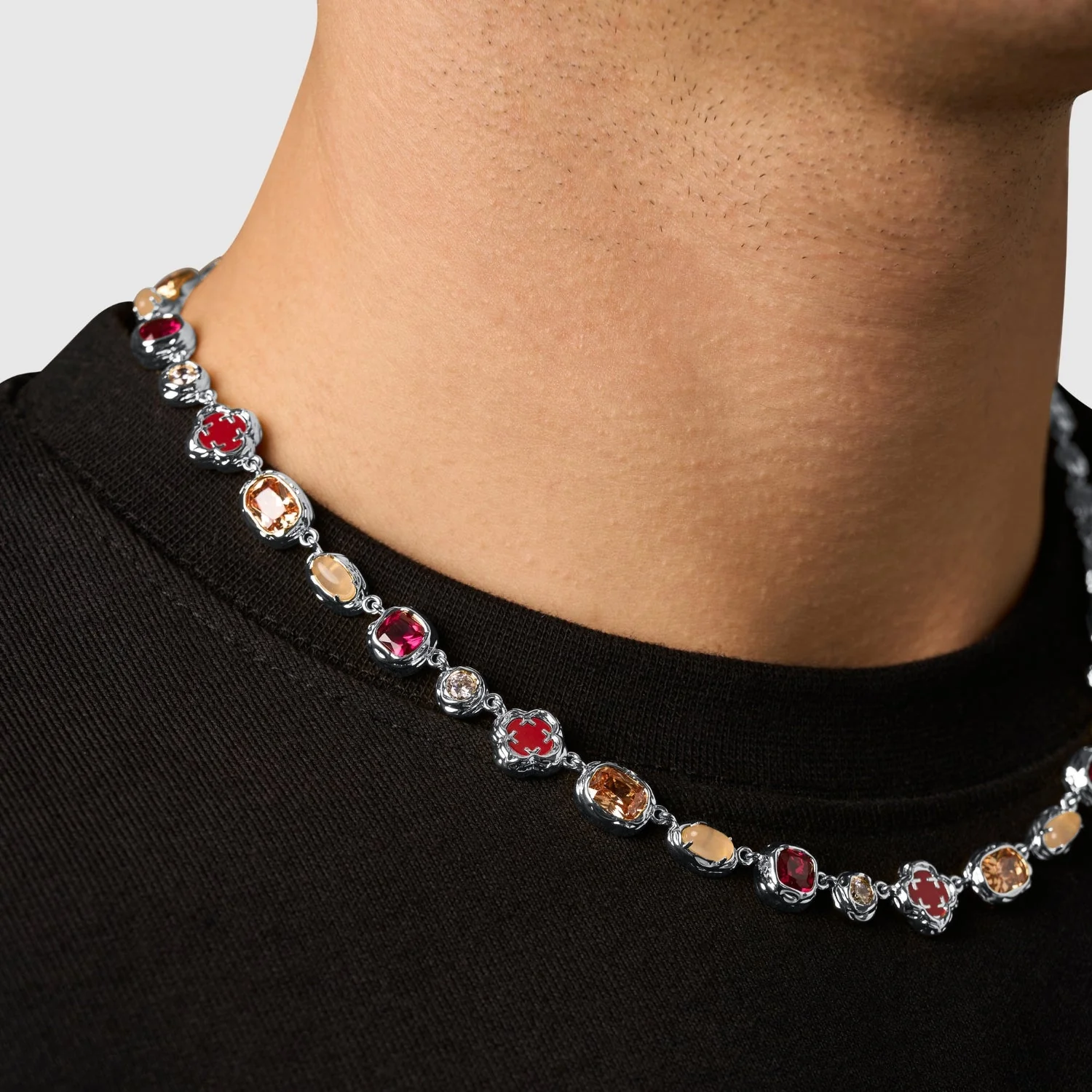 Melted Ruby Gemstone Necklace (Silver) - Image 7