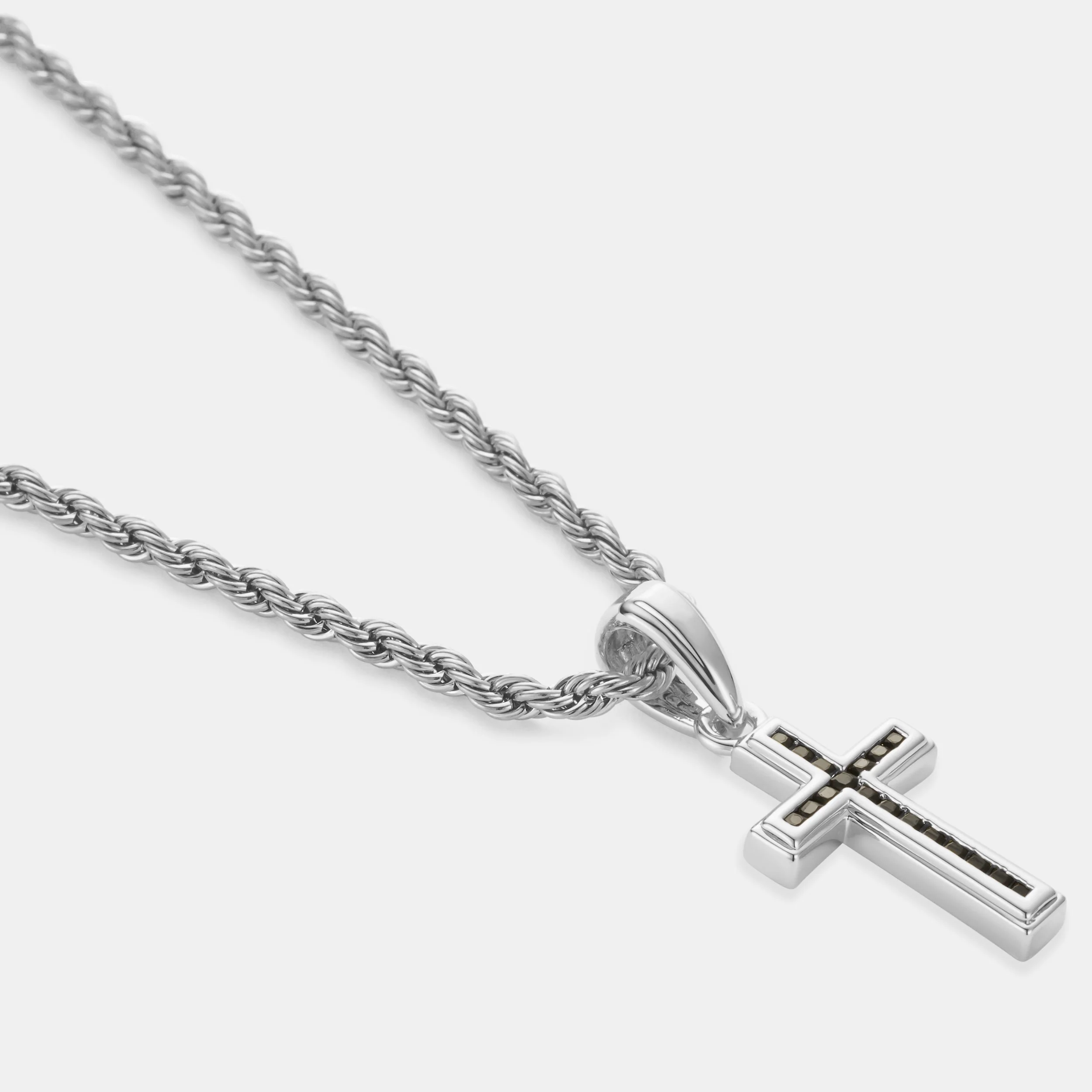 Mini Onyx Stone Cross (Silver) - Image 3