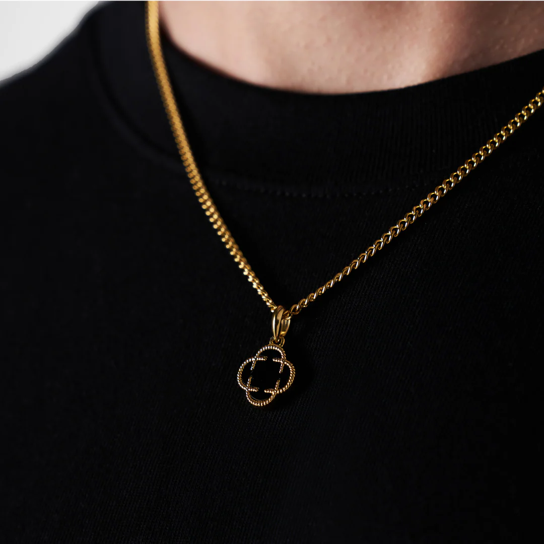 Onyx Clover Stone Pendant (Gold) - Image 6