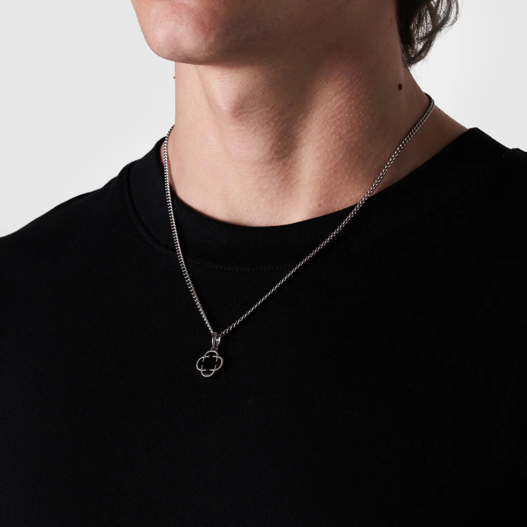 Onyx Clover Stone Pendant (Silver) - Image 6