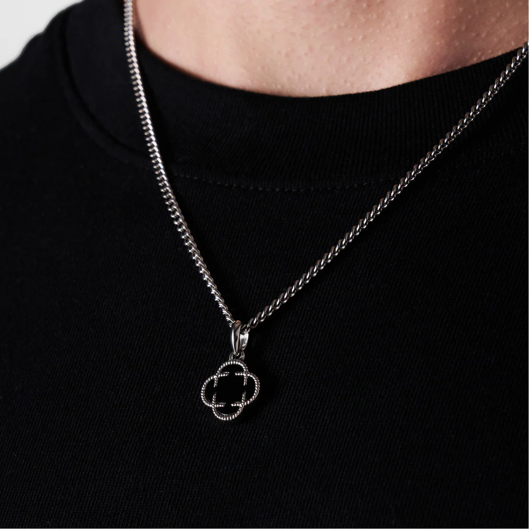 Onyx Clover Stone Pendant (Silver) - Image 7