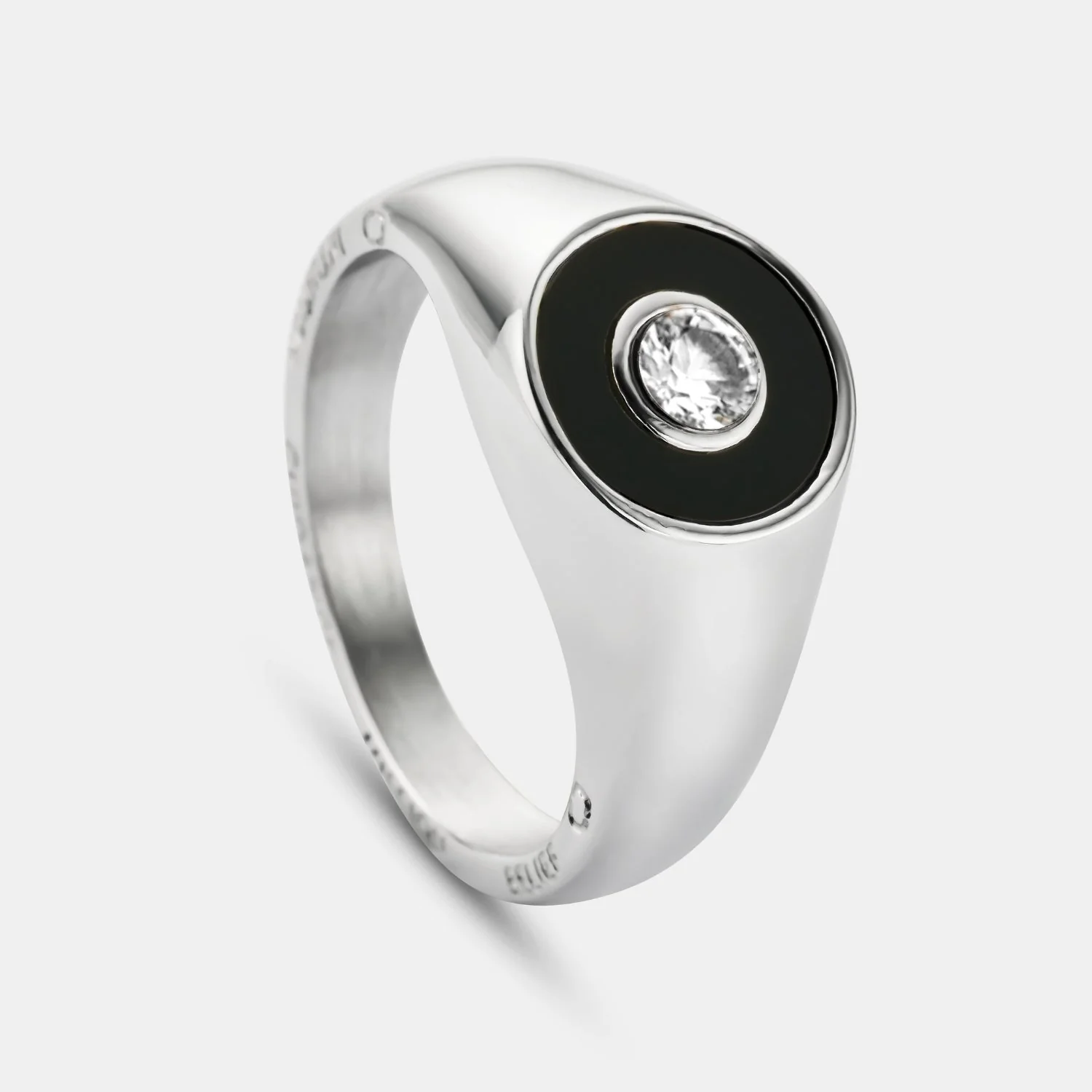 Onyx Round Gem Signet Ring (Silver) - Image 2