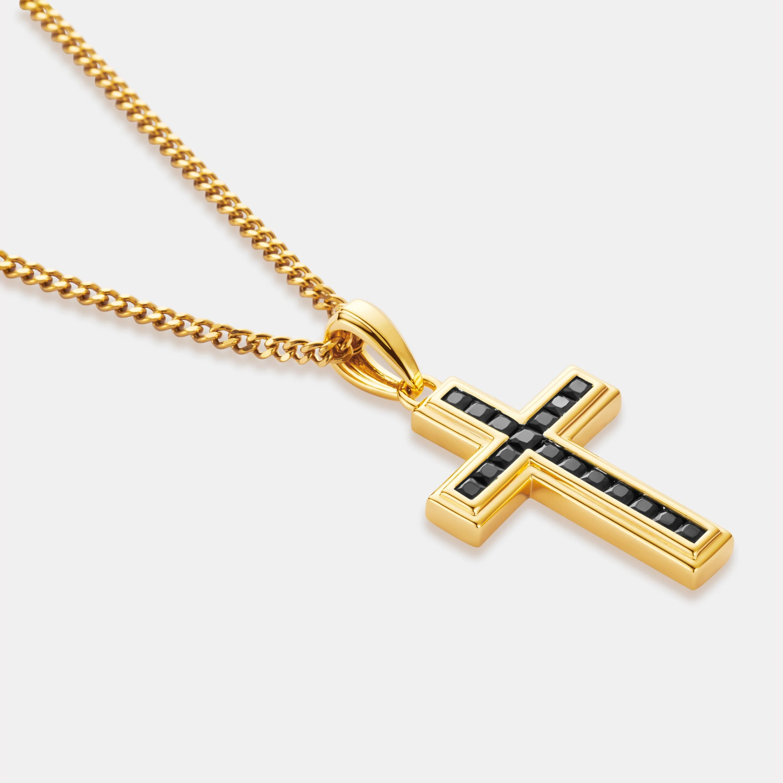 Onyx Stone Cross (Gold) - Image 3