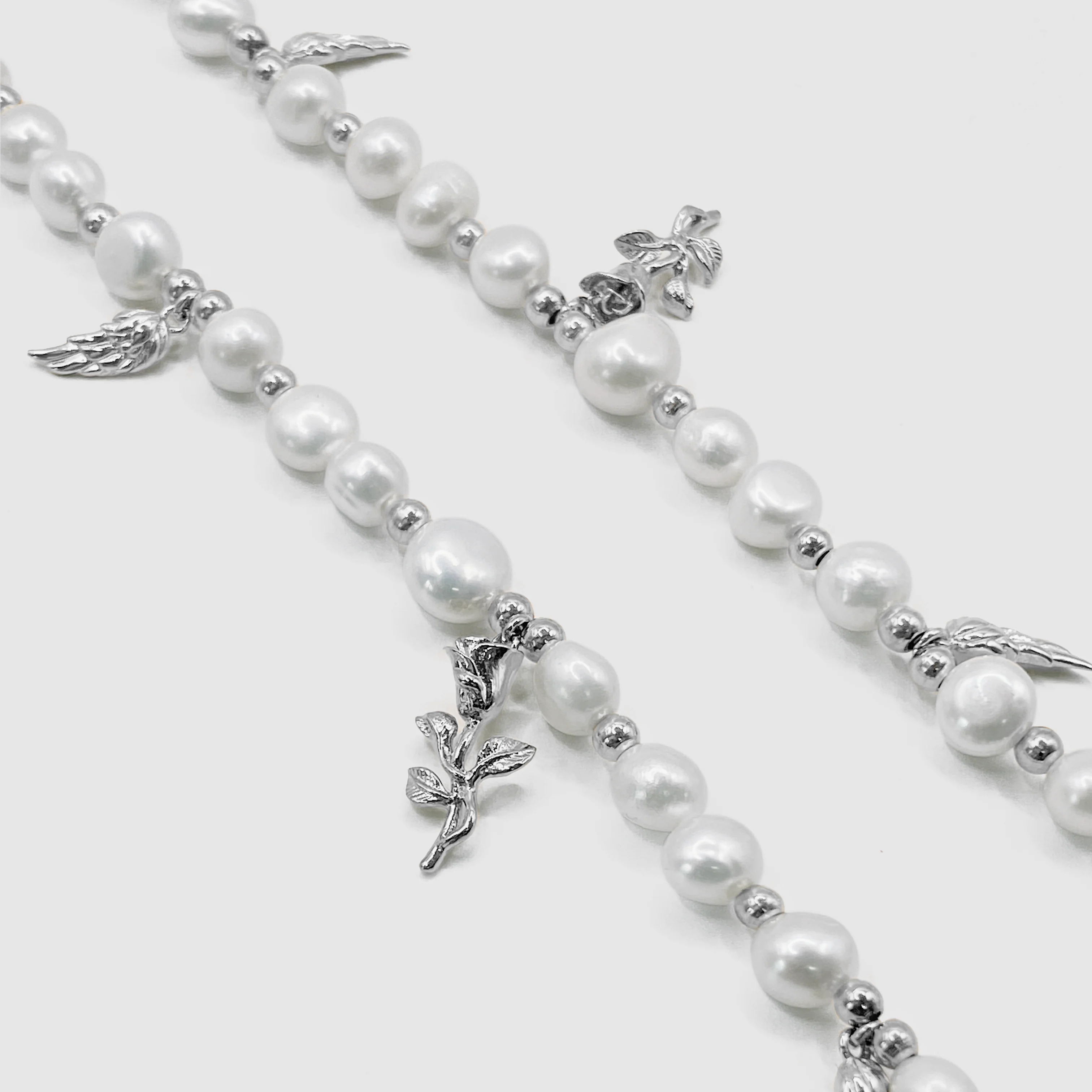 Pendant Real Pearl Necklace (Silver) - Image 3