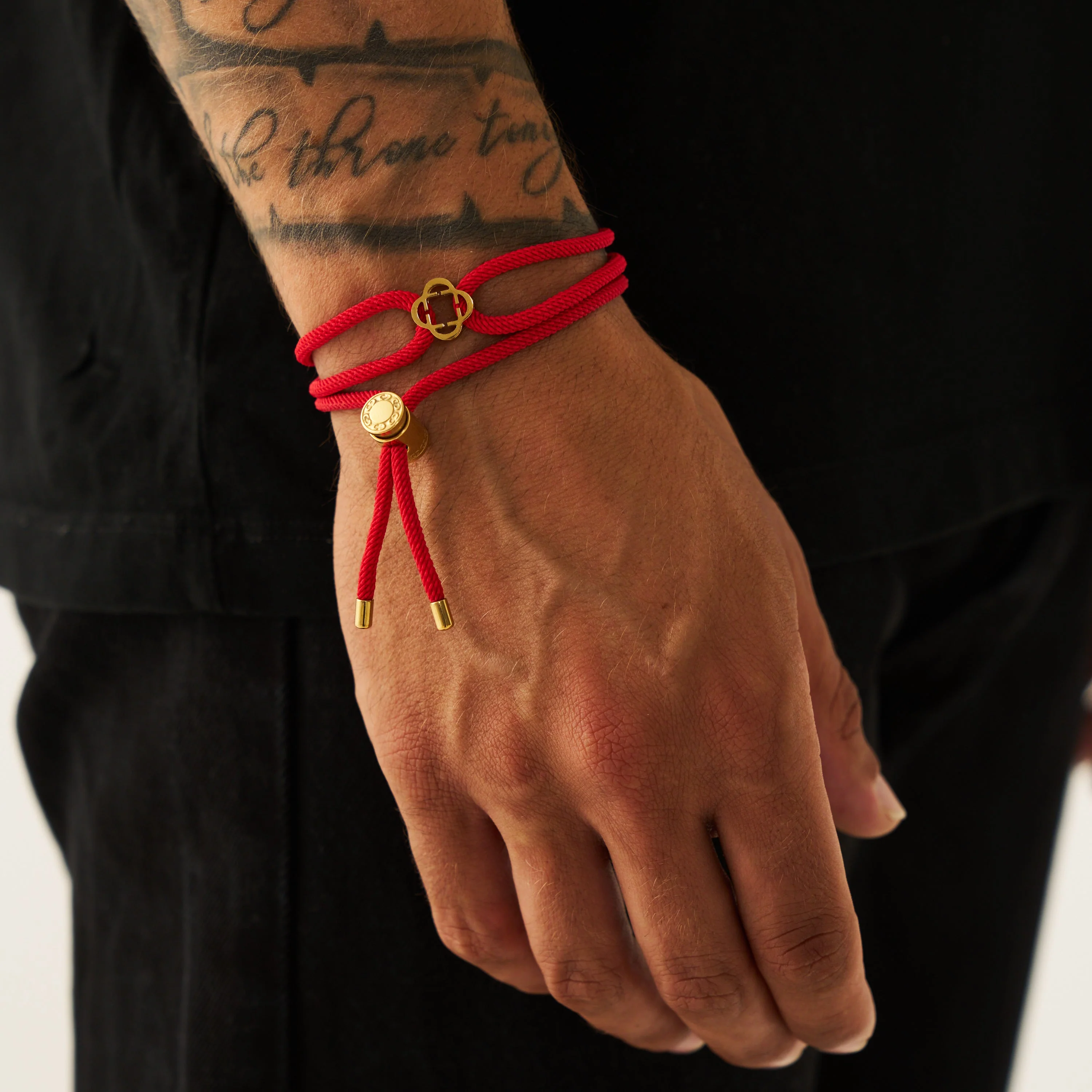 Red Cord Toggle Bracelet (Gold) - Image 5