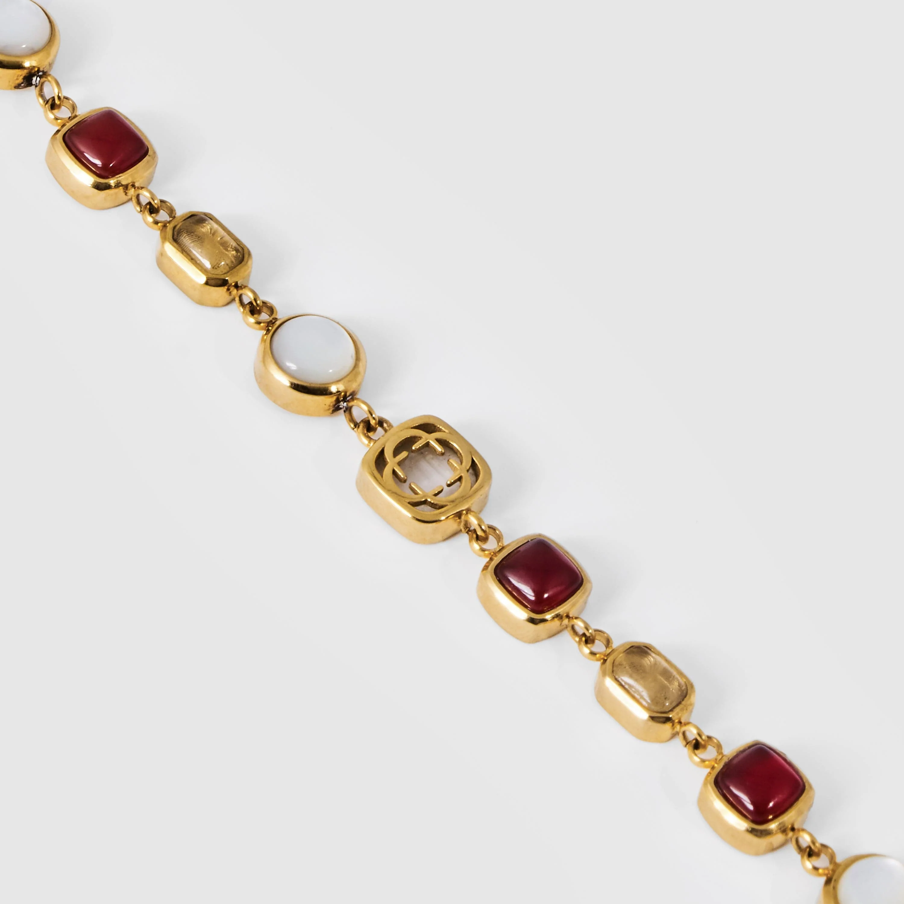 Red Crystal Gemstone Bracelet (Gold) - Image 4