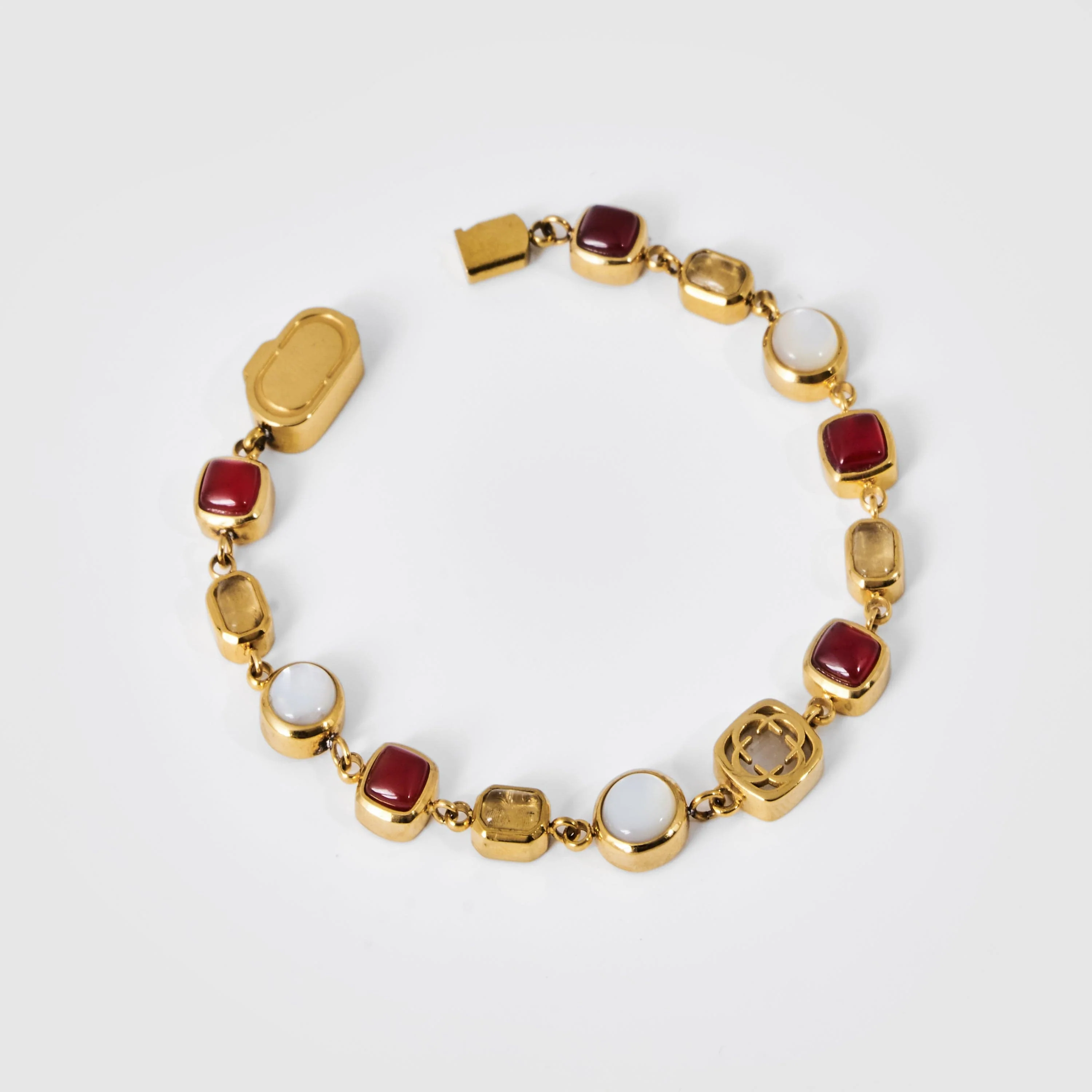 Red Crystal Gemstone Bracelet (Gold) - Image 5