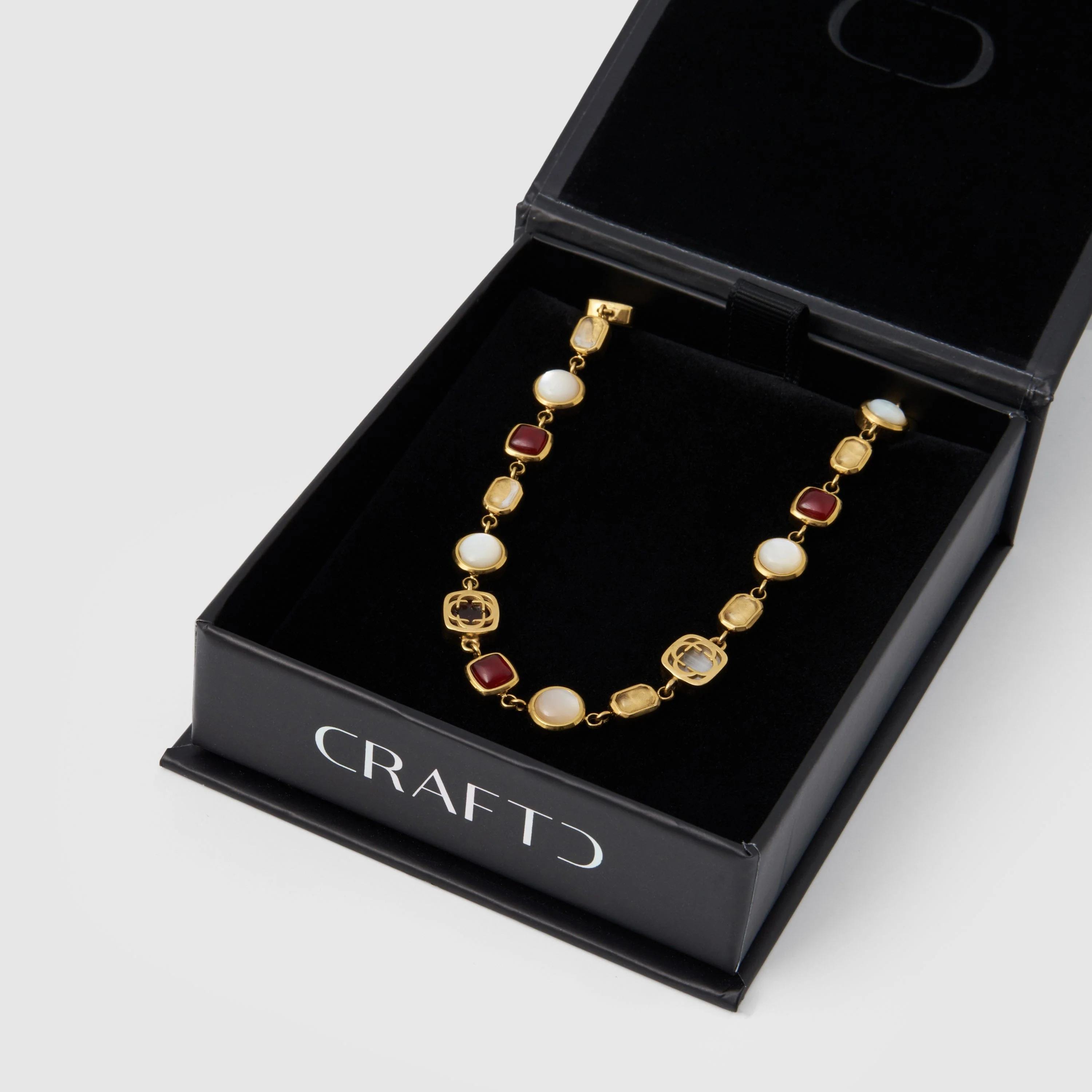 Red Crystal Gemstone Bracelet (Gold) - Image 6