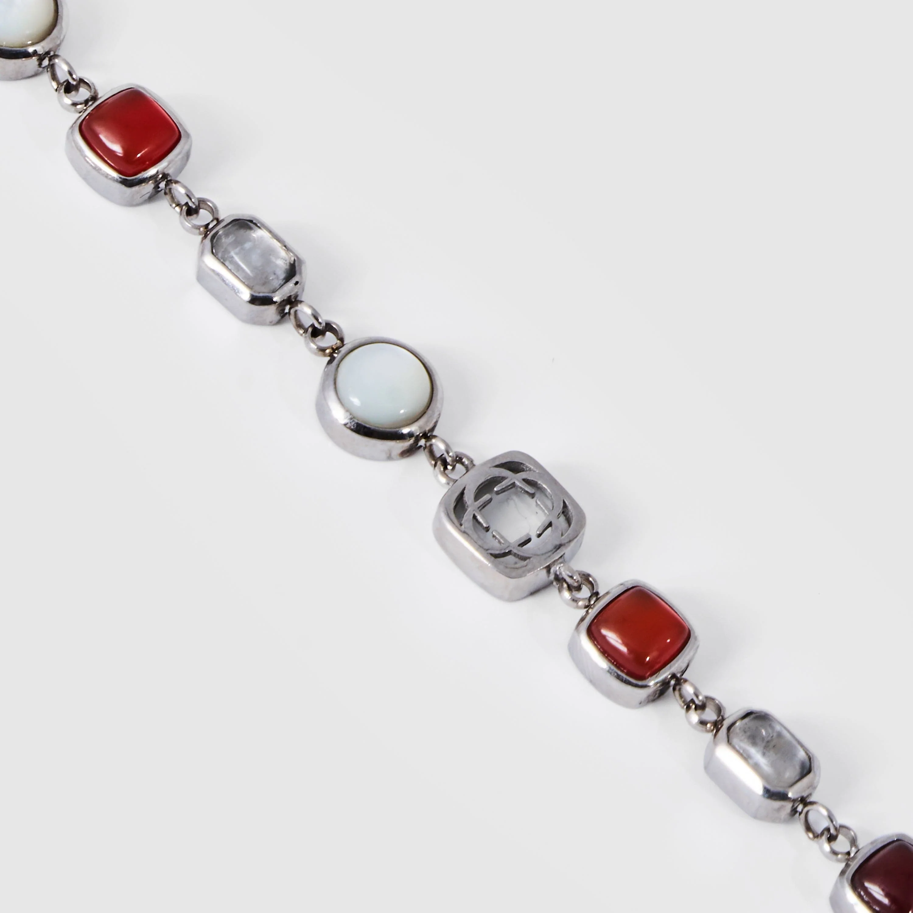 Red Crystal Gemstone Bracelet (Silver) - Image 4